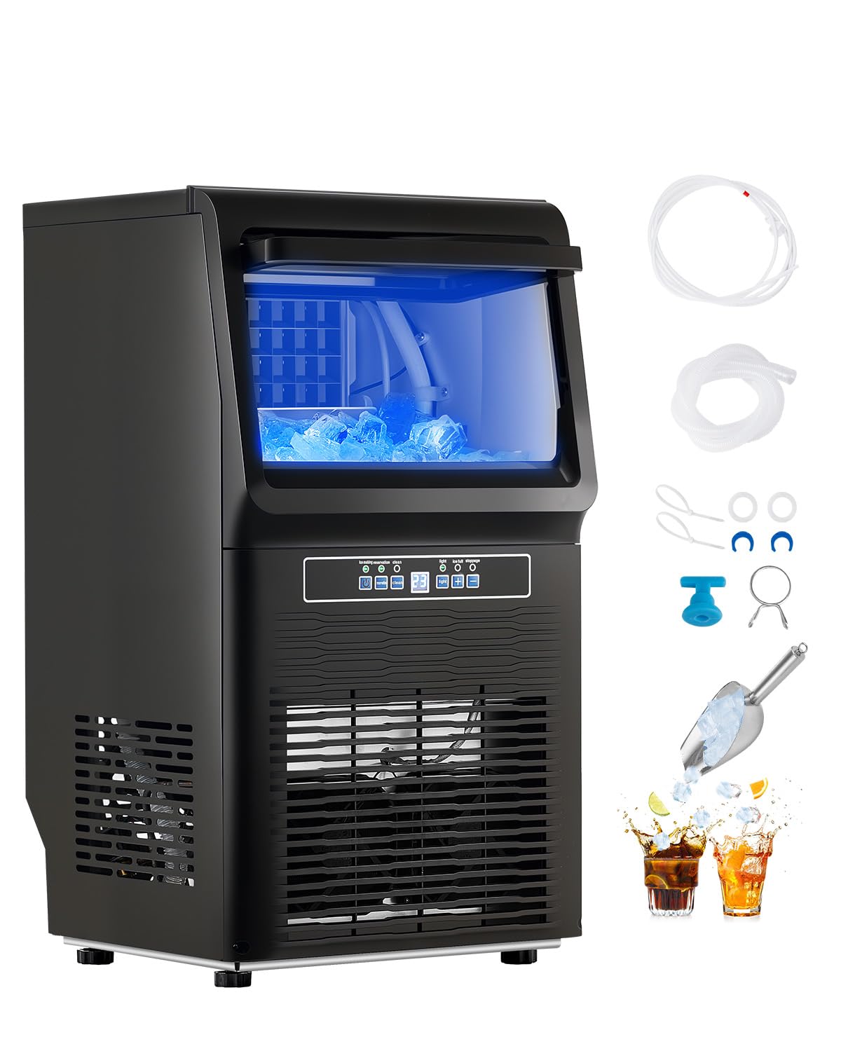 VEVOR Commercial Ice Maker Machine, 80lbs/24H Ice Maker Machine with 12lbs Storage Capacity, 36 Ice Cubes in 15 Minutes, LED Dig
