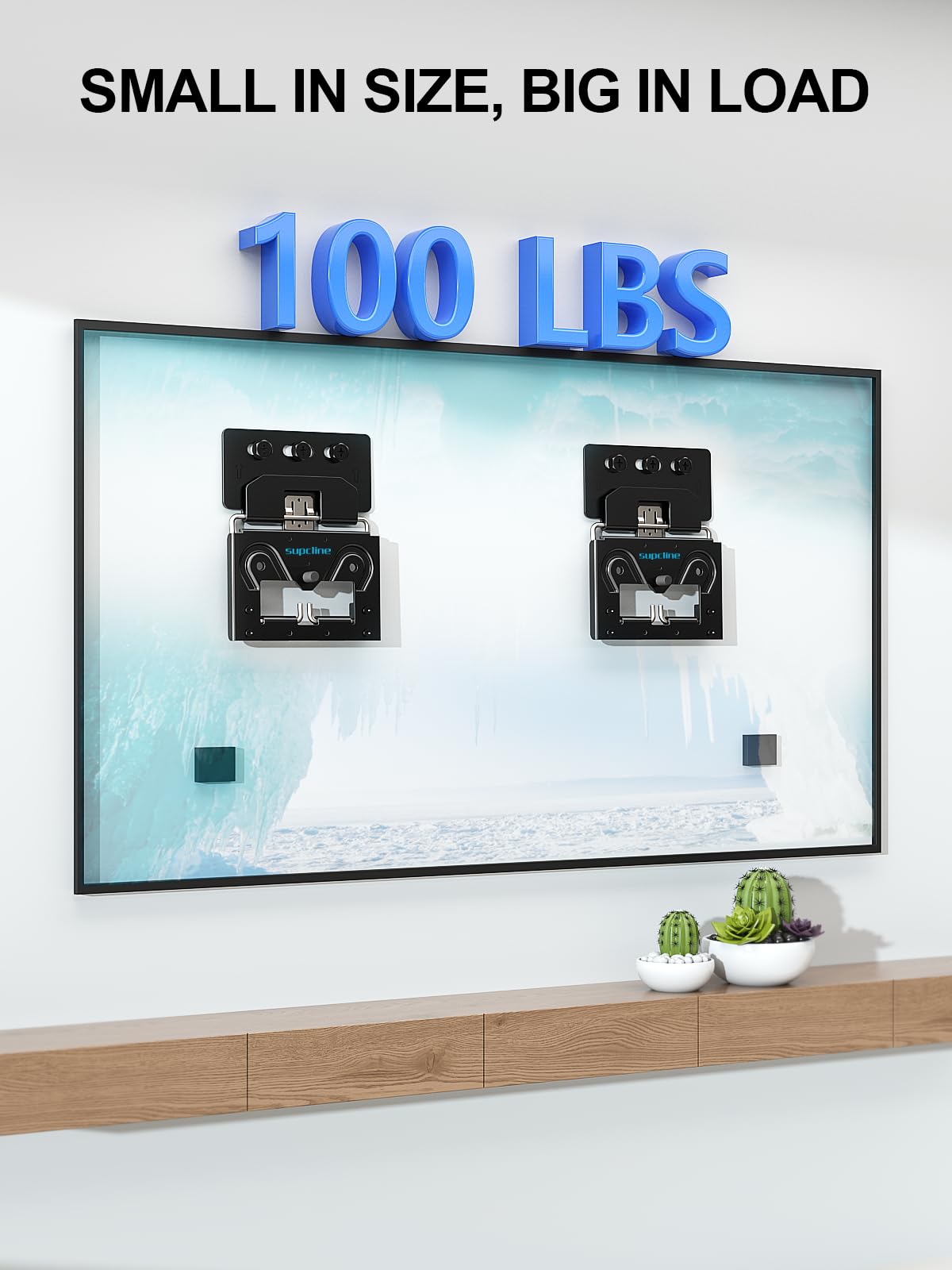 Supcline Ultra Slim TV Wall Mount for 14"-80" TVs, Low Profile, Black, Alloy Steel, Model S1401, Holds up to 100Lbs