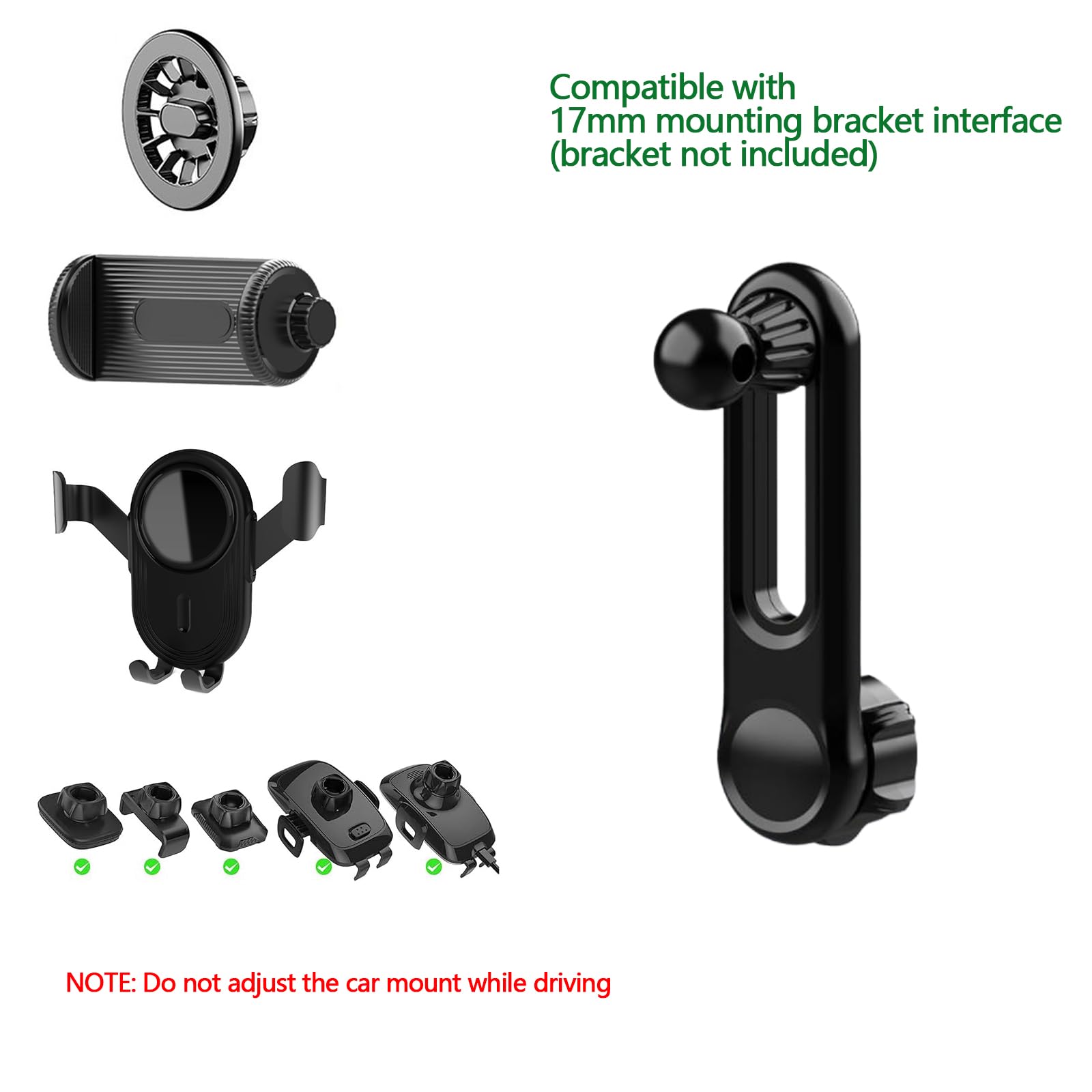 17Mm/0.67'' Ball Mount Extension Arm, 2.04 Inch (52Mm) Adjustable Length, 360-Degree Rotatable Extender, 17Mm Female To Male Bal