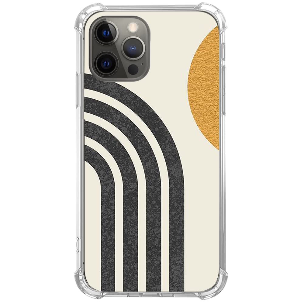 Widofvspky Abstract Rainbow Sun Pattern Phone Case Compatible With Iphone 12/12 Pro, Vintage Boho Sun Rainbow Case For Iphone 12