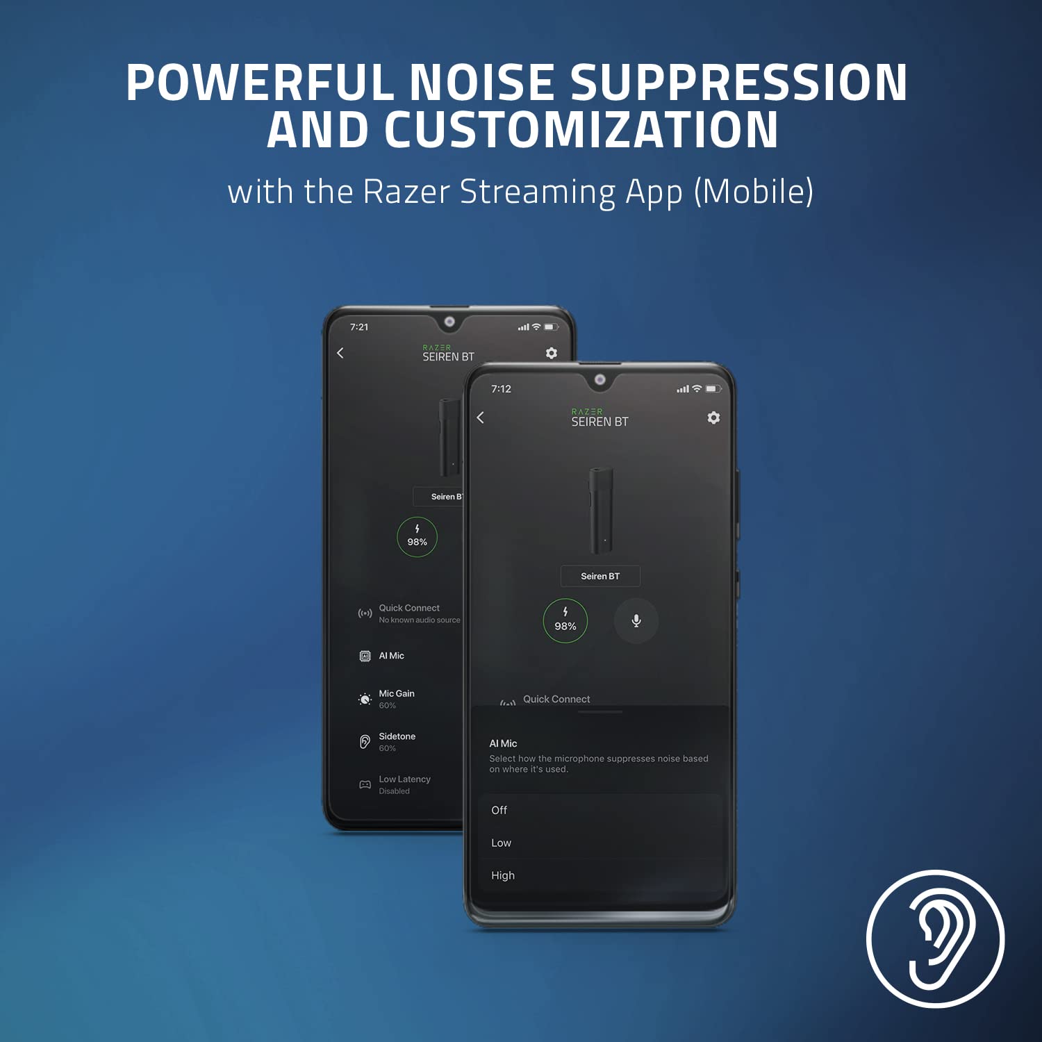 Razer Seiren Bt: Bluetooth Microphone For Mobile Streaming (Android, Iphone/Ios) - Clip-On Design - Wireless Lavalier Lapel Omni