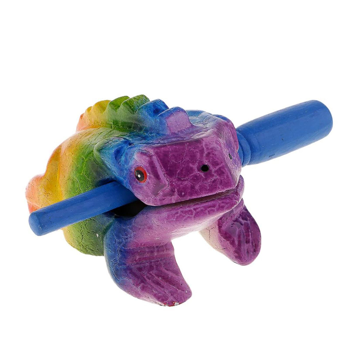 3.5'' Wooden Frog Guiro Rasp Instrument   Percussion Musical Tone Block Craft (Painted Rainbow)