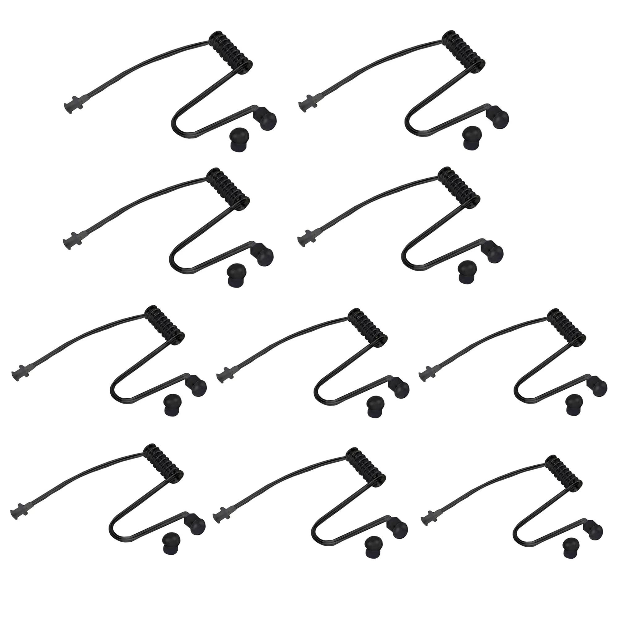 Kctin Black Replacement Acoustic Coil Tube For Motorola Baofeng Kenwood Walkie Talkie Radio Earpieces And Two Way Radios Headset (10 Packs)