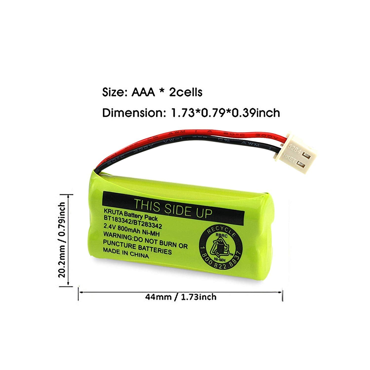 Kruta Bt183342 Bt283342 Bt166342 Bt266342 Bt162342 Bt262342 Battery Compatible With Vtech Cs6114 Cs6419 Cs6719 At&T El52300 Cl80