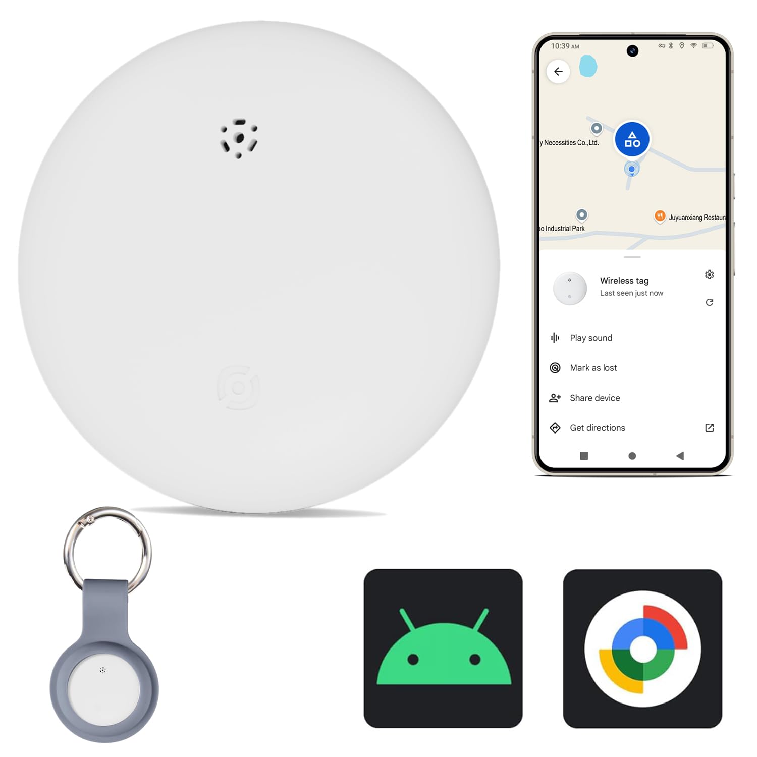Reyke Tracker Device For Android, Air Smart Tag Compatible With Google Find My (Android Only), Key Finder For Keys, Luggage, Sui