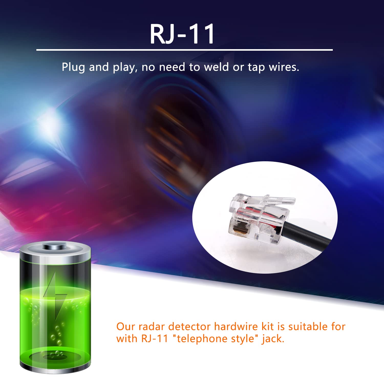 Aienxn Radar Detector Hardwire Kit,Direct Wire Wiring Kit,Radar Detector Quick Connection Plug And Play Power Cord Cable,With Rj