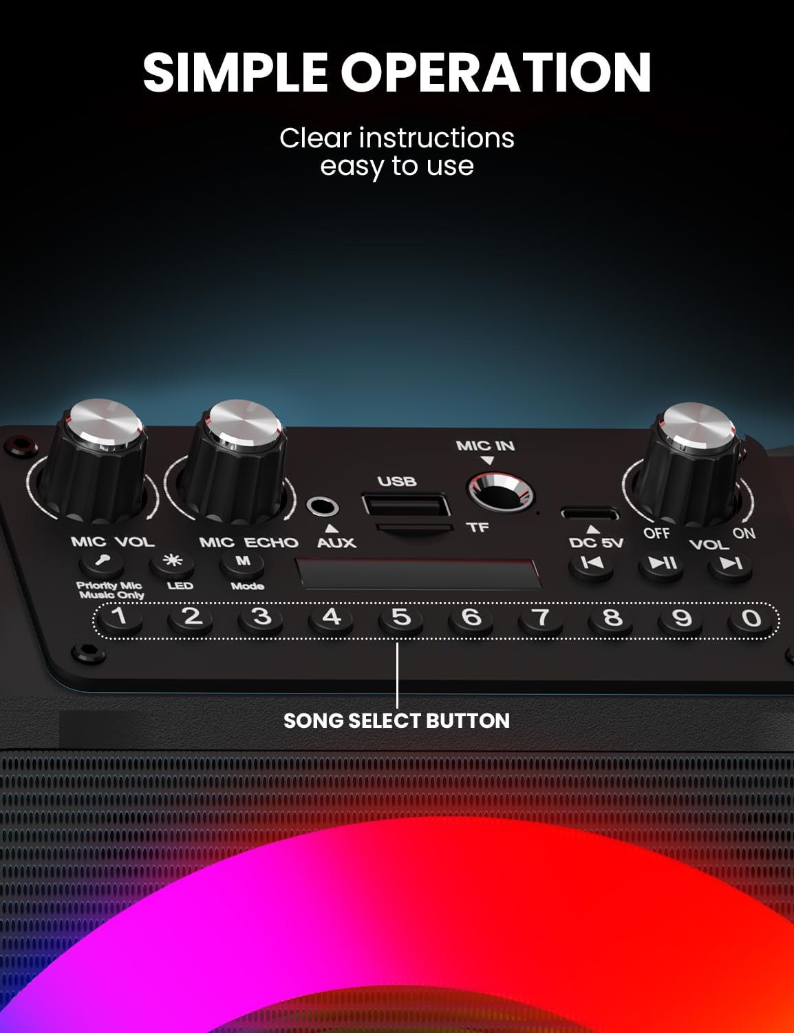 Karaoke Machine With Two Wireless Microphones, Portable Karaoke Machine For Adults & Kids, Portable Bluetooth Speaker With Pa Sy