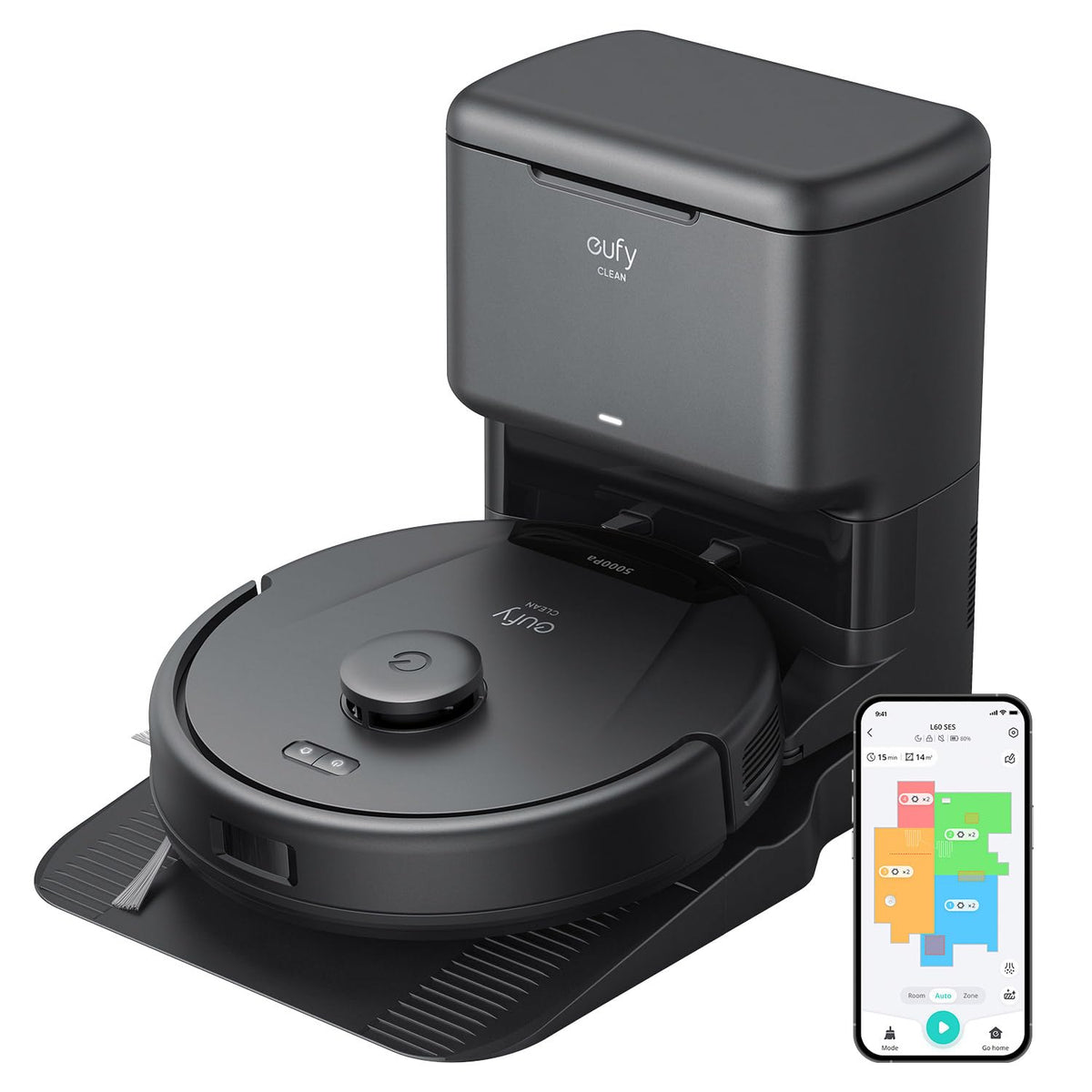 Eufy L60 Robot Vacuum With Self Empty Station, Hair Detangling Technology, Up To 60 Days Hands Free Cleaning, 5,000 Pa Suction,