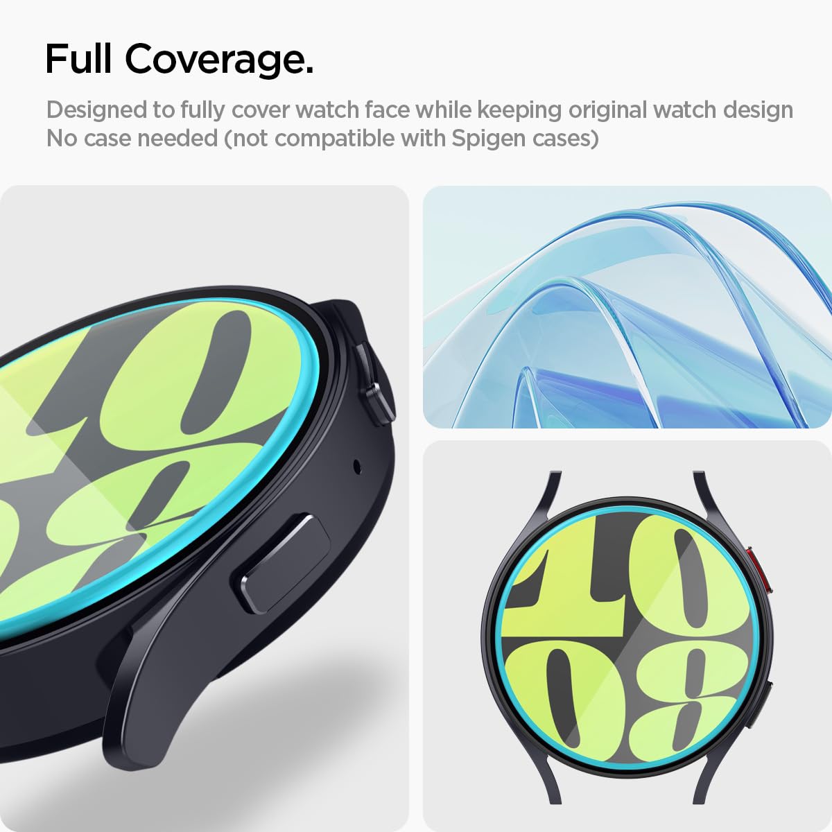 Spigen Tempered Glass Screen Protector [Glastr Ez Fit] Designed For Galaxy Watch 6 (44Mm) [Full Coverage][9H Hardness Tempered G
