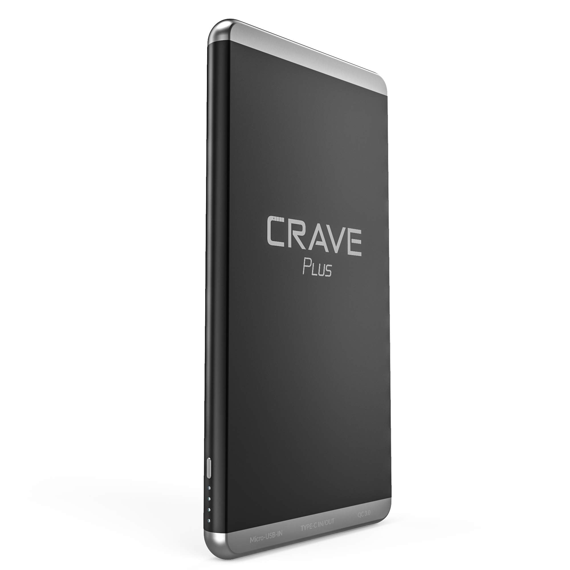 Crave Slim Power Bank, Plus Aluminum Portable Charger With 10000 Mah [Quick Charge Qc 3.0 Usb + Type C] External Battery Pack Fo
