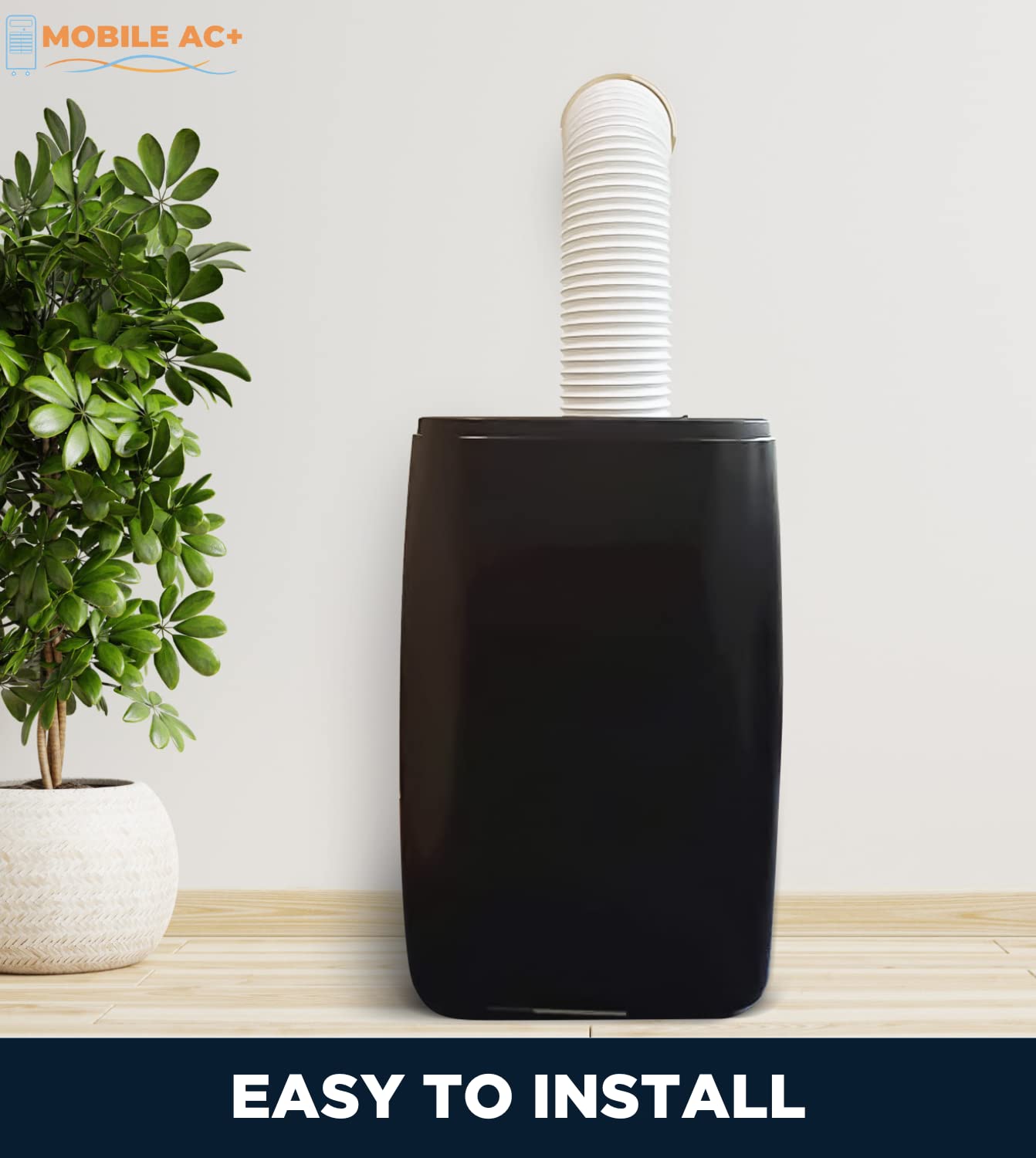 Mobile Ac+ Dual Size Wall Mount Connector For Portable Ac Vent, 6 And 6.5 Inches Hose Compatible, White, Cover Plug Included, Om