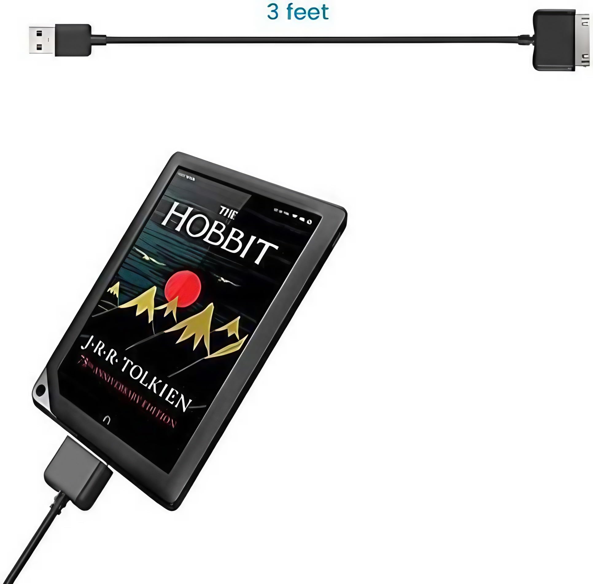 Smays Nook Tablet Charger Cable - USB Charging & Data Sync for Nook HD/HD+/Color/Glo - Black, Micro USB Model