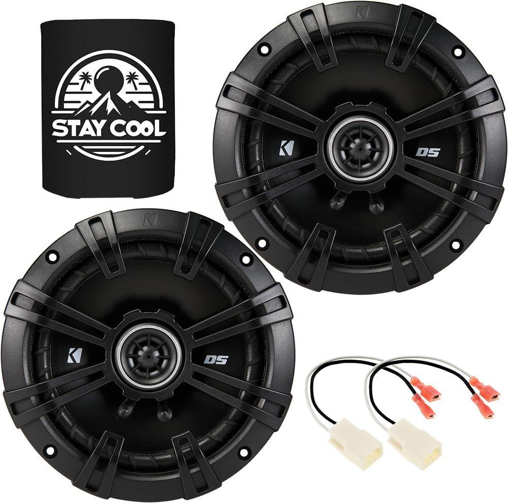 KICKER Speakers 6.5 inch for Jeep Wrangler/JK 2007-2018 Upgrade Kit - Pair of DS Series with Harness, Coaxial 6 1/2 Car Audio Fr