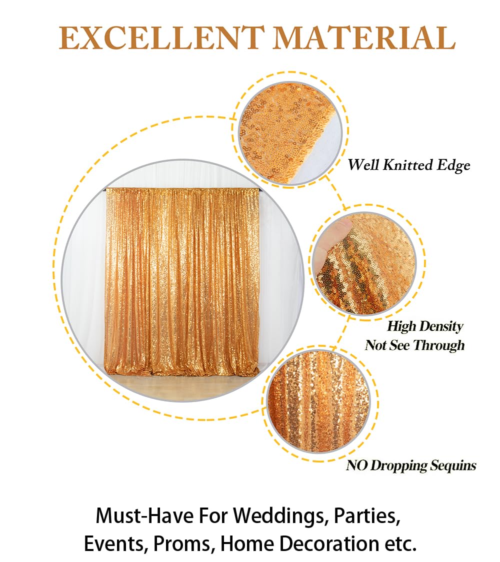 Shidianyi 4Ftx6Ft Gold Sequin Photo Backdrop,Party/Prom Photography Background,Wedding Photo Booth (Gold)