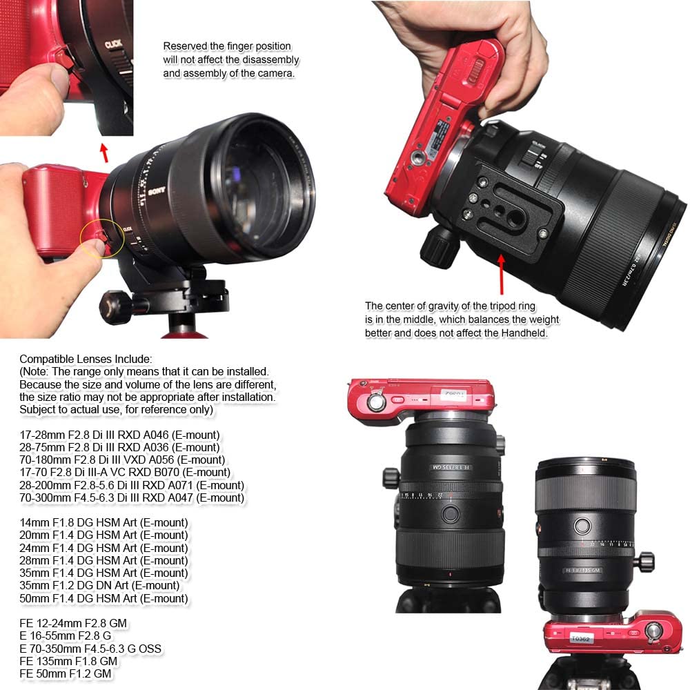 Lens Collar Tripod Mount Ring Support Bracket Holder For Sony Fe 135Mm F/1.8 Gm, E 70 350Mm F/4.5 6.3 G Oss, E 16 55Mm F/2.8 G,