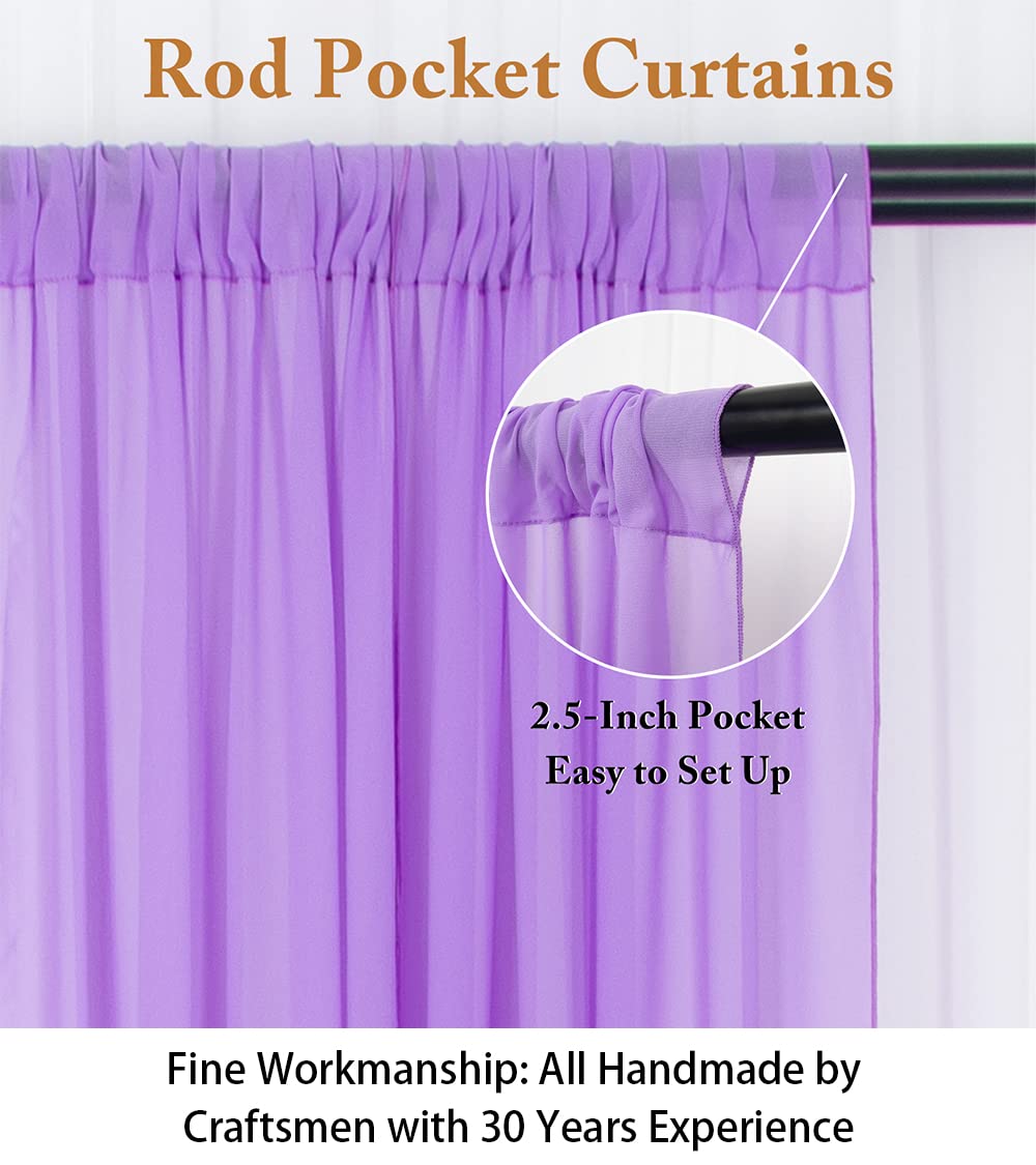 Shinybeauty Chiffon Backdrop Curtain 2 Panels 29''X84'' Lavender Living Room Curtains Voile Sheer Curtains Light Purple Tulle Fa