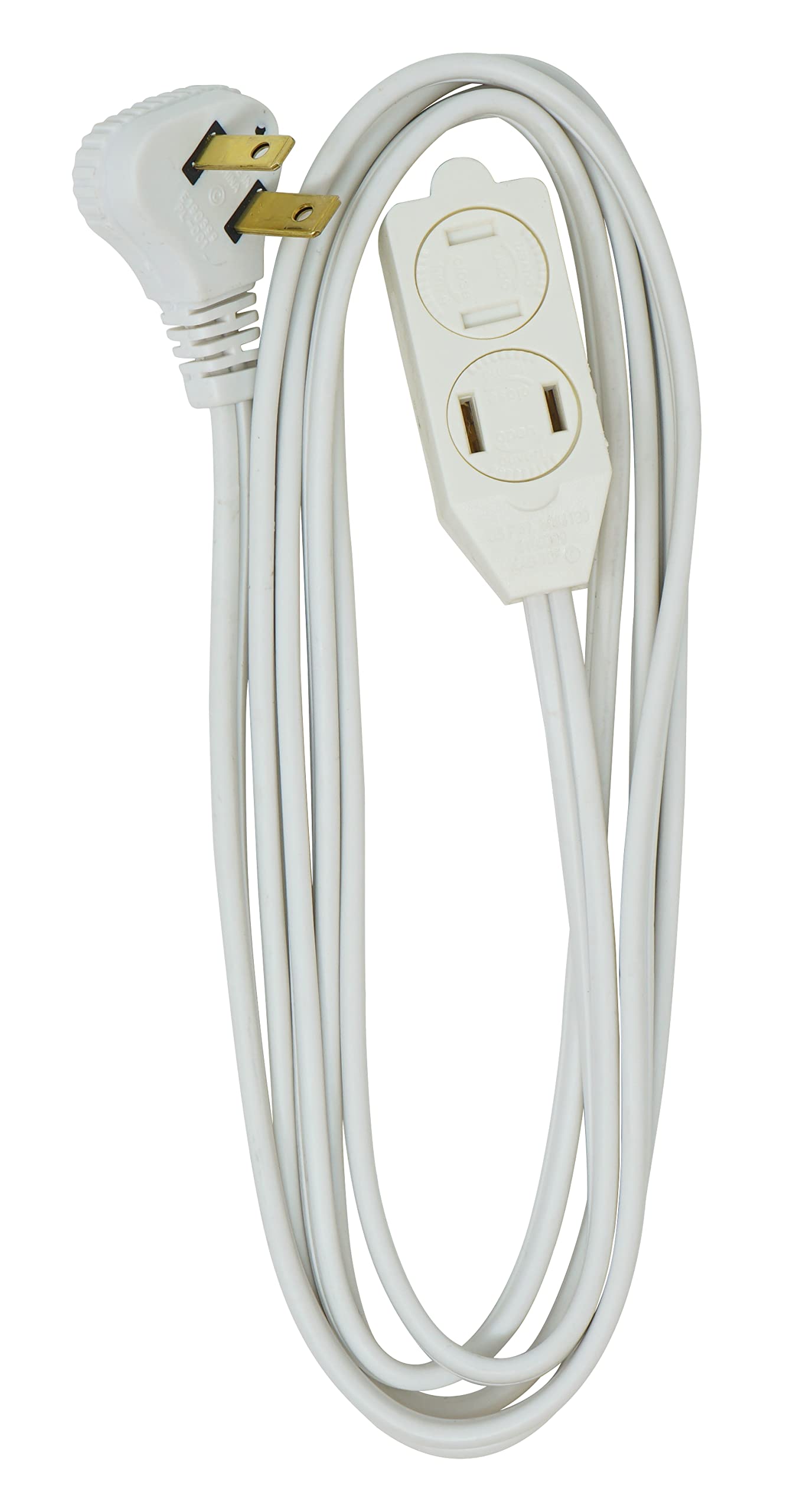 Slimline 2235 Indoor Flat Plug Extension Cord, 3 Foot Cord, Right Angled Plug, 16 Gauge, 3 Polarized Outlets, 125 Volts, Space Saving Design, Neutral White Color, Ul And Cul Listed�