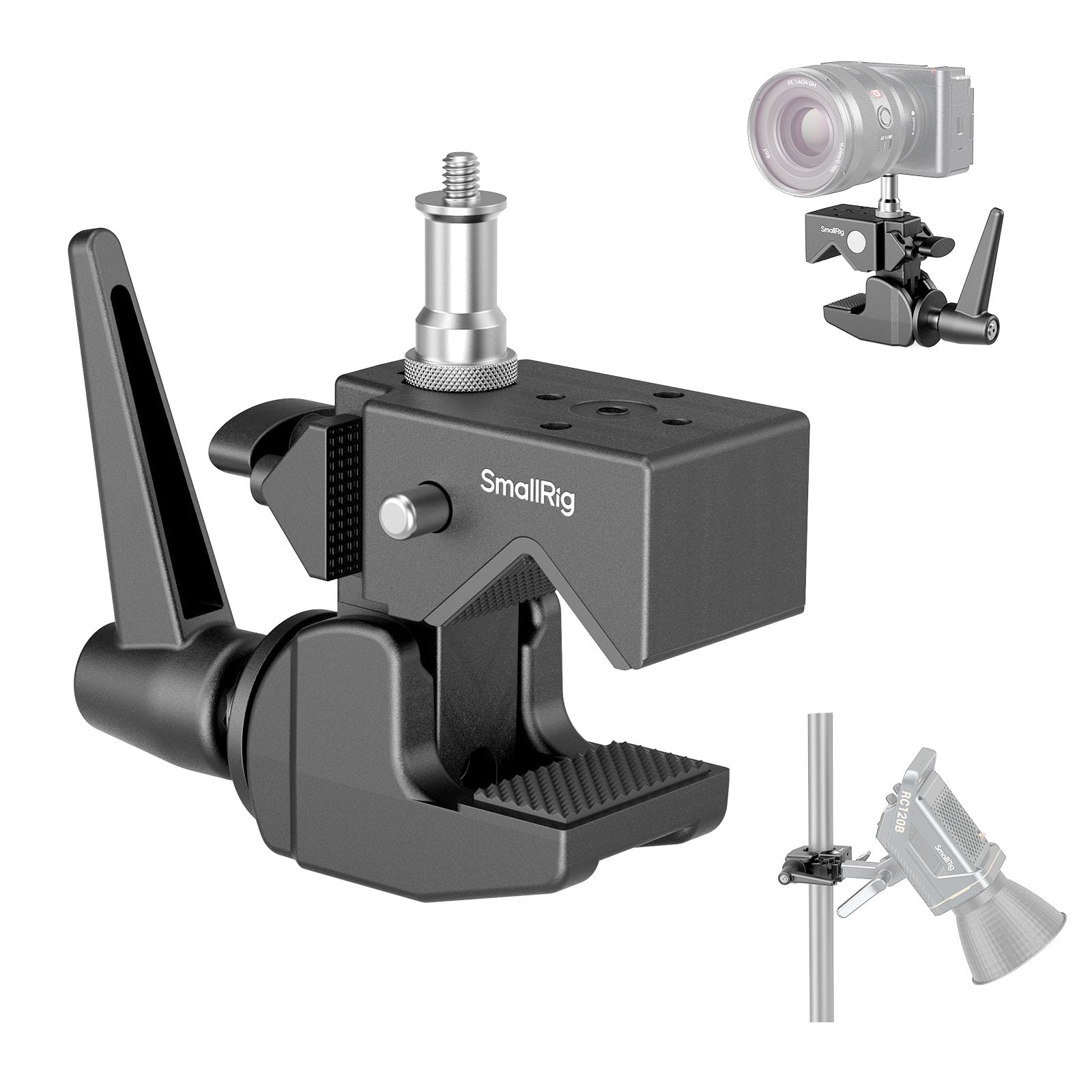 SmallRig Super Clamp Kit, Heavy Duty Max Load 33lb /15kg, with a 1/4-20 & a 3/8-16 Top Screw on a 5/8 Stud, for Photography Stud