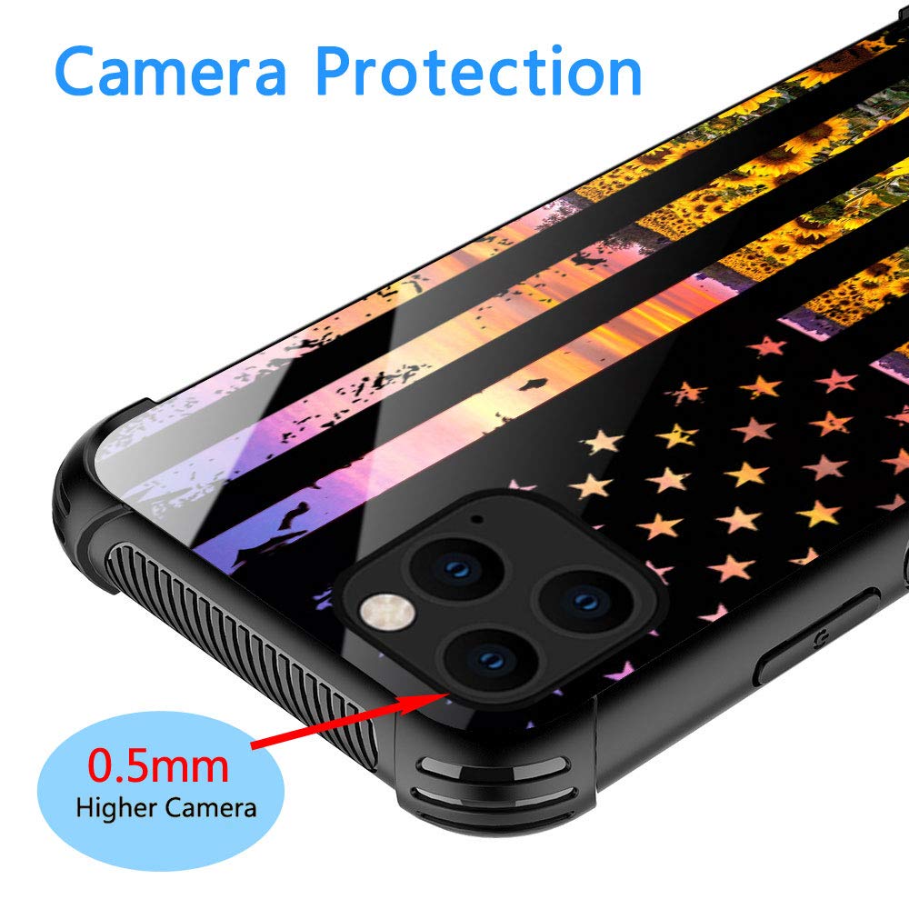 ZHEGAILIAN iPhone 13 Case Anti-Scratch Organic Glass Sunflower Flag Pattern TPU 6.1 inch