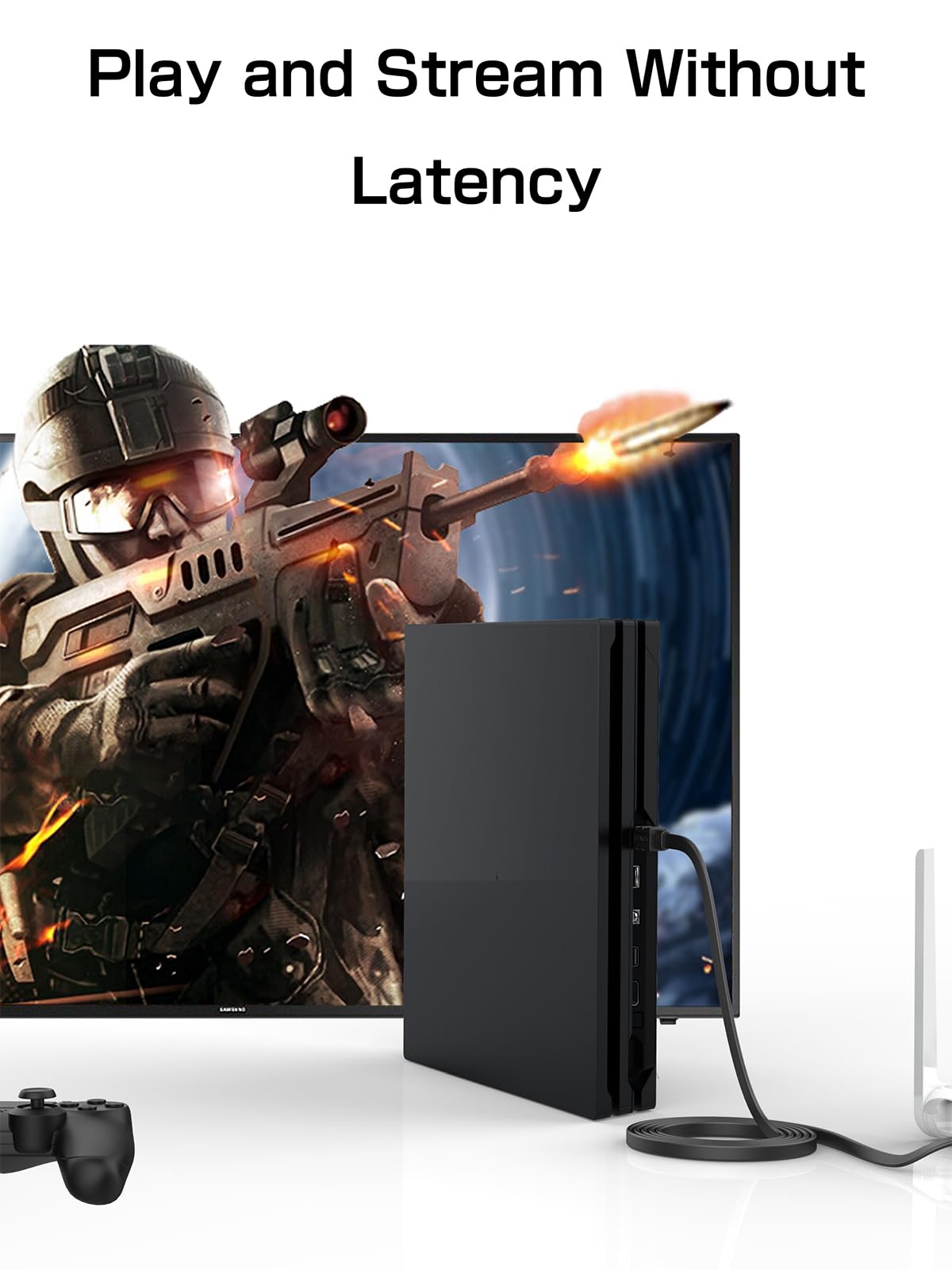 Senetem Cat 8 Ethernet Cable 100FT, 40Gbps Flat RJ45 Shielded LAN Cable for Gaming, PC, PS5/4/3, Xbox, Modem, Router -