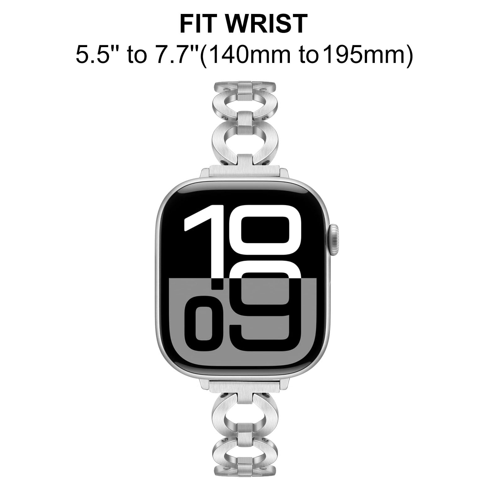 Trumirr Band For Apple Watch Series 9 8 7 41Mm Silver Women, Stainless Steel Watchband Jewelry Strap For Iwatch Apple Watch Se (