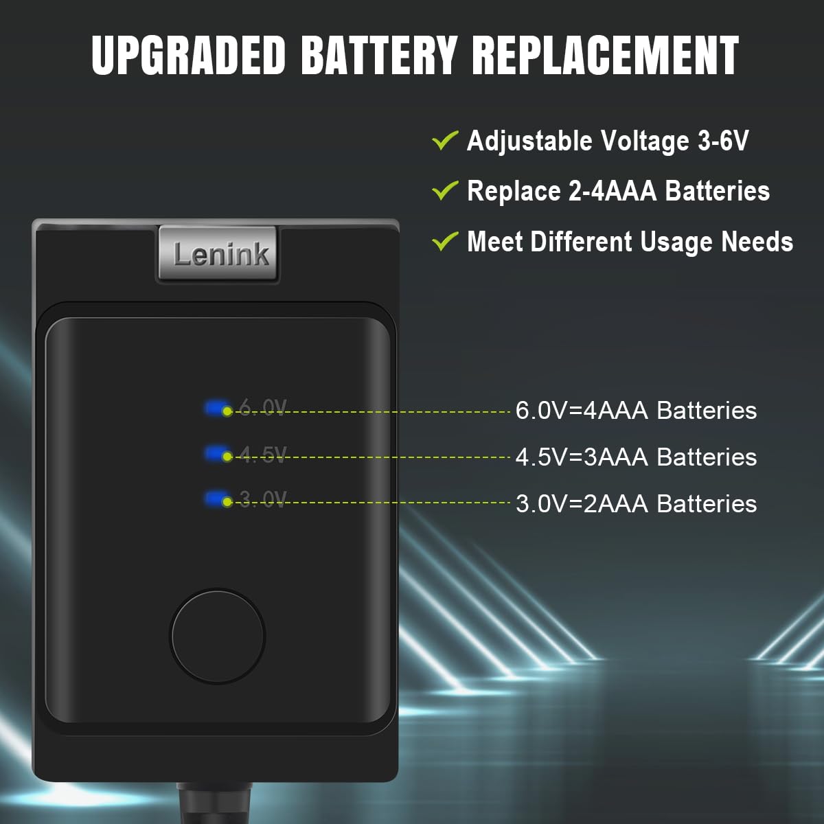 Lenink Adjustable Ac Power Supply Adapter For Aaa Batteries, 3V To 6V, Battery Replacement Adapter (Black)