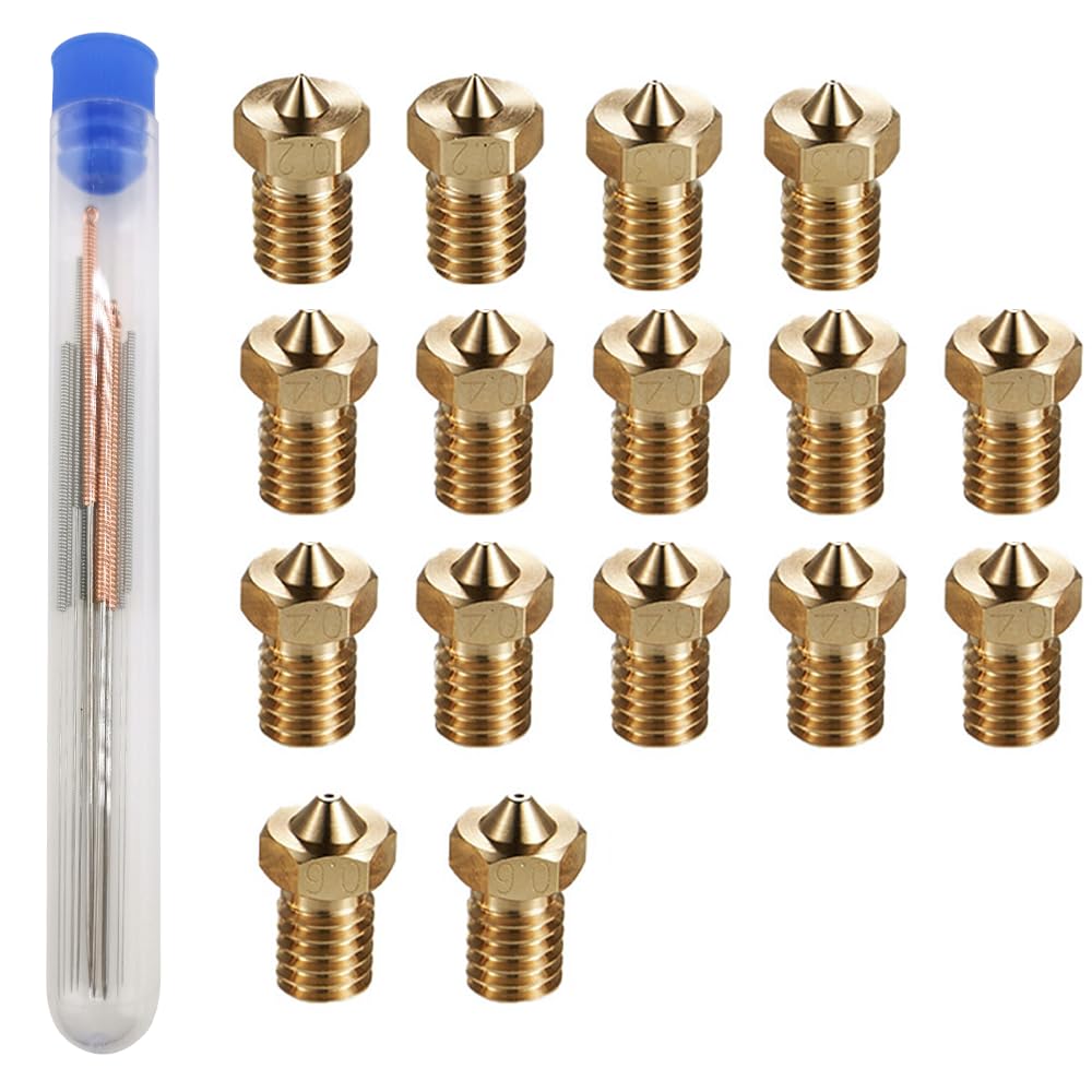 16Pcs V6 Nozzles Kit Compatible For E3D V5 V6 Hotend, V6 Nozzle 0.2/0.3/0.4/0.6Mm Compatible With Anycubic I3 Mega A8 Prusa I3 M