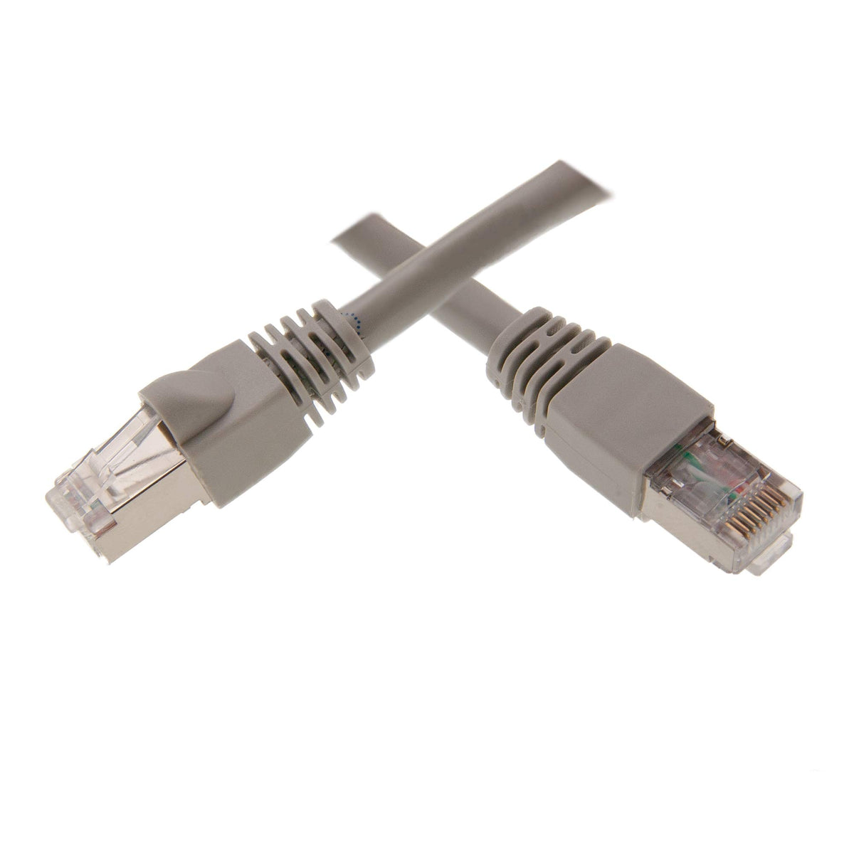 1 Foot Shielded Cat6 Gray Ethernet Patch Cable, Snagless/Molded Boot 24Awg, Rj45 Gold Plate Connector, 4 Pair Stranded Copper Sh