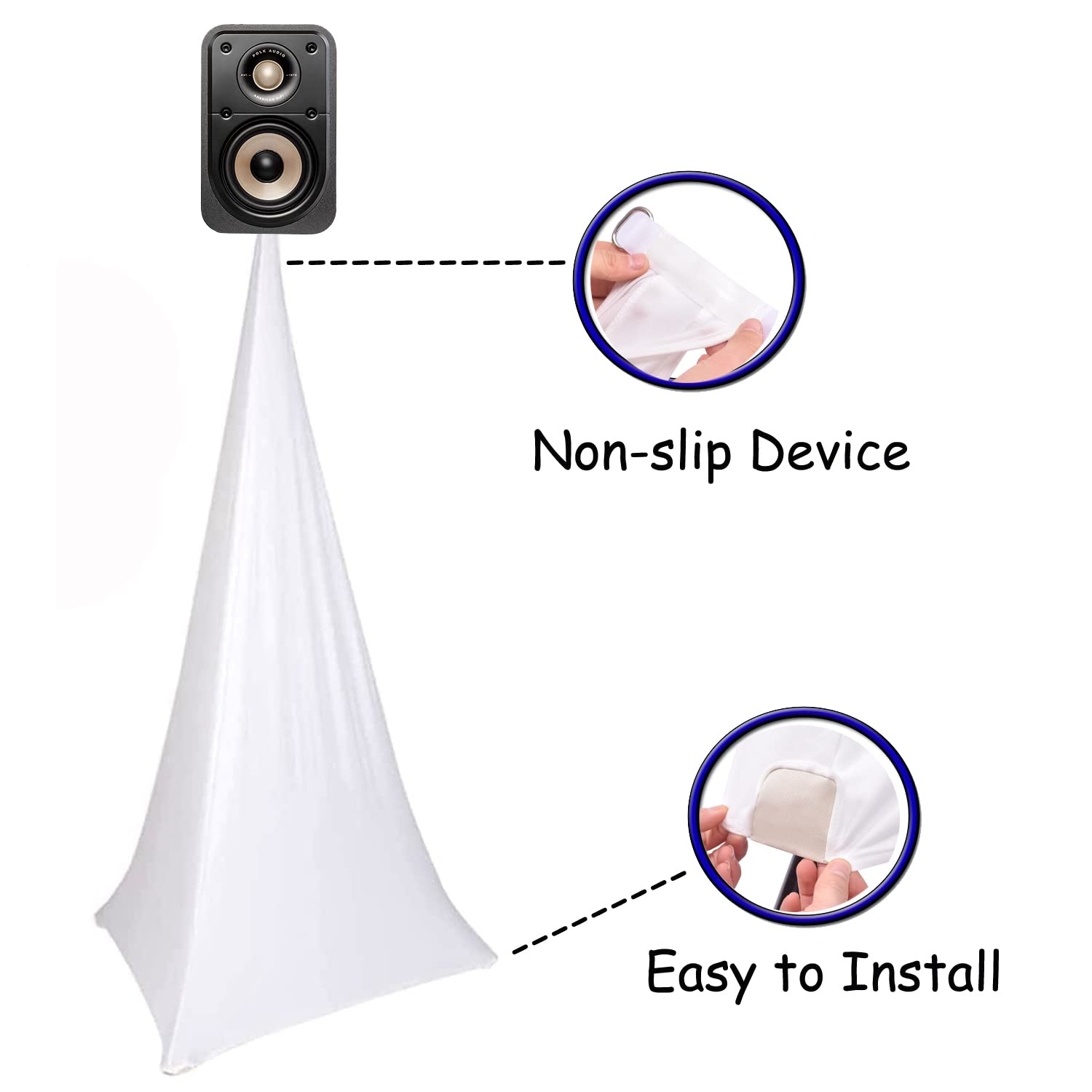 Speaker Stand Cover Tripod Stand Skirt, Dj Speaker Stand Tripod Cover Scrim 360 Degree Coverage (White Two Pack)