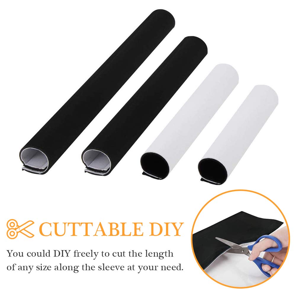 120'' Neoprene Cable Management Organizer, Reversible Flexible Cuttable Diy Hole Cord Hider Cover Sleeve For Office Tv Computer