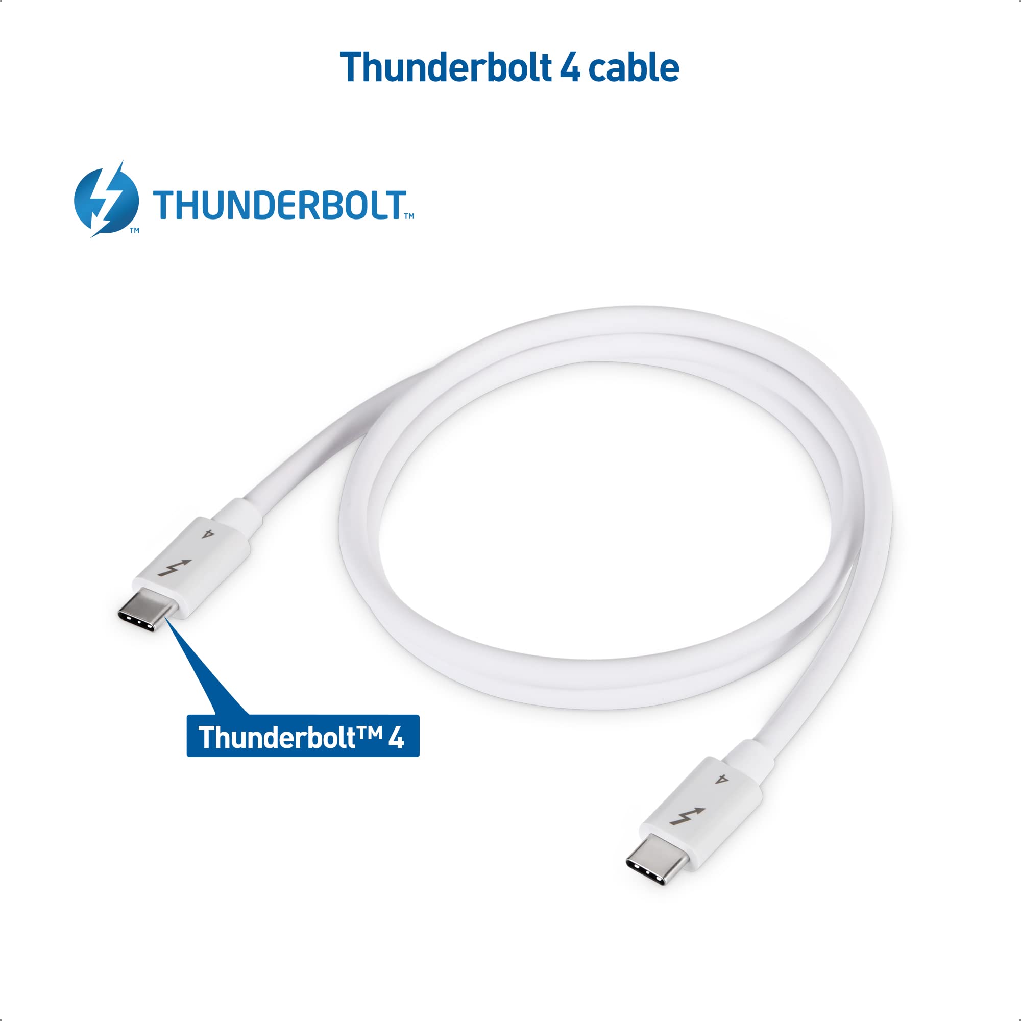 Cable Matters [Intel Certified] 40Gbps Thunderbolt 4 Cable 2.6ft with 8K Video and 100W Charging in White   0.8m, Compatible with USB4, Thunderbolt 3 Cable and USB C