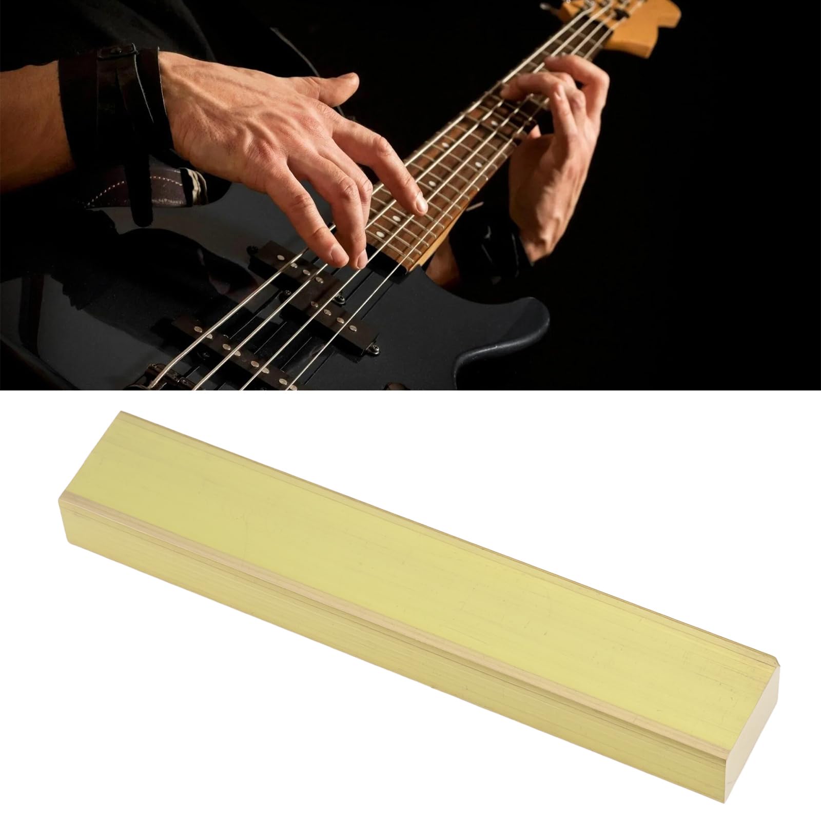 Briny River 2Pcs Electric Bass Brass Nut Blank 56X6X10Mm For Electric Basses Building Projects