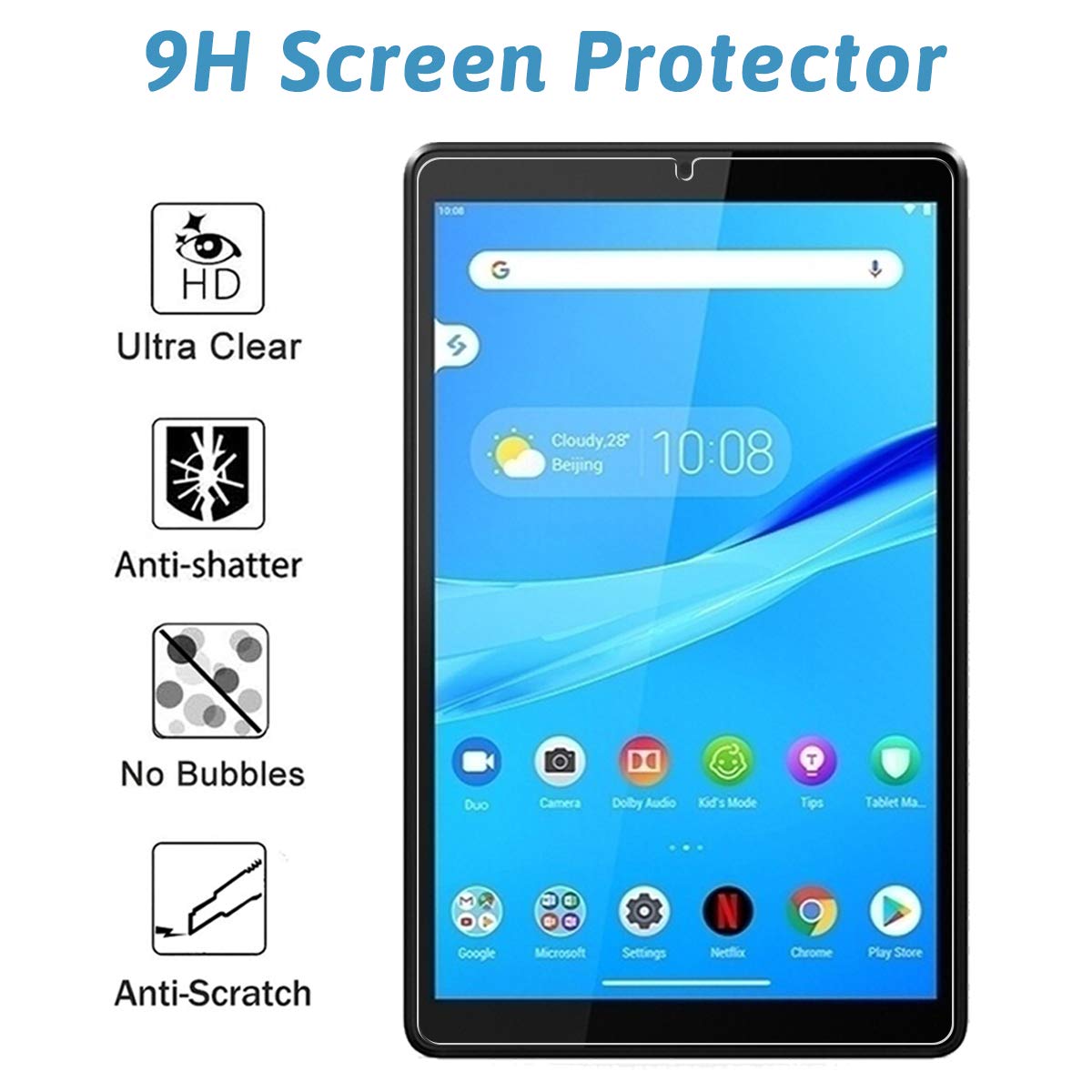 Gozopo [2 Pack Screen Protector For Lenovo Tab M8 (8 Inch), Scratch Resistant 9H Hardness Tempered Glass For Lenovo Tab M8 Table