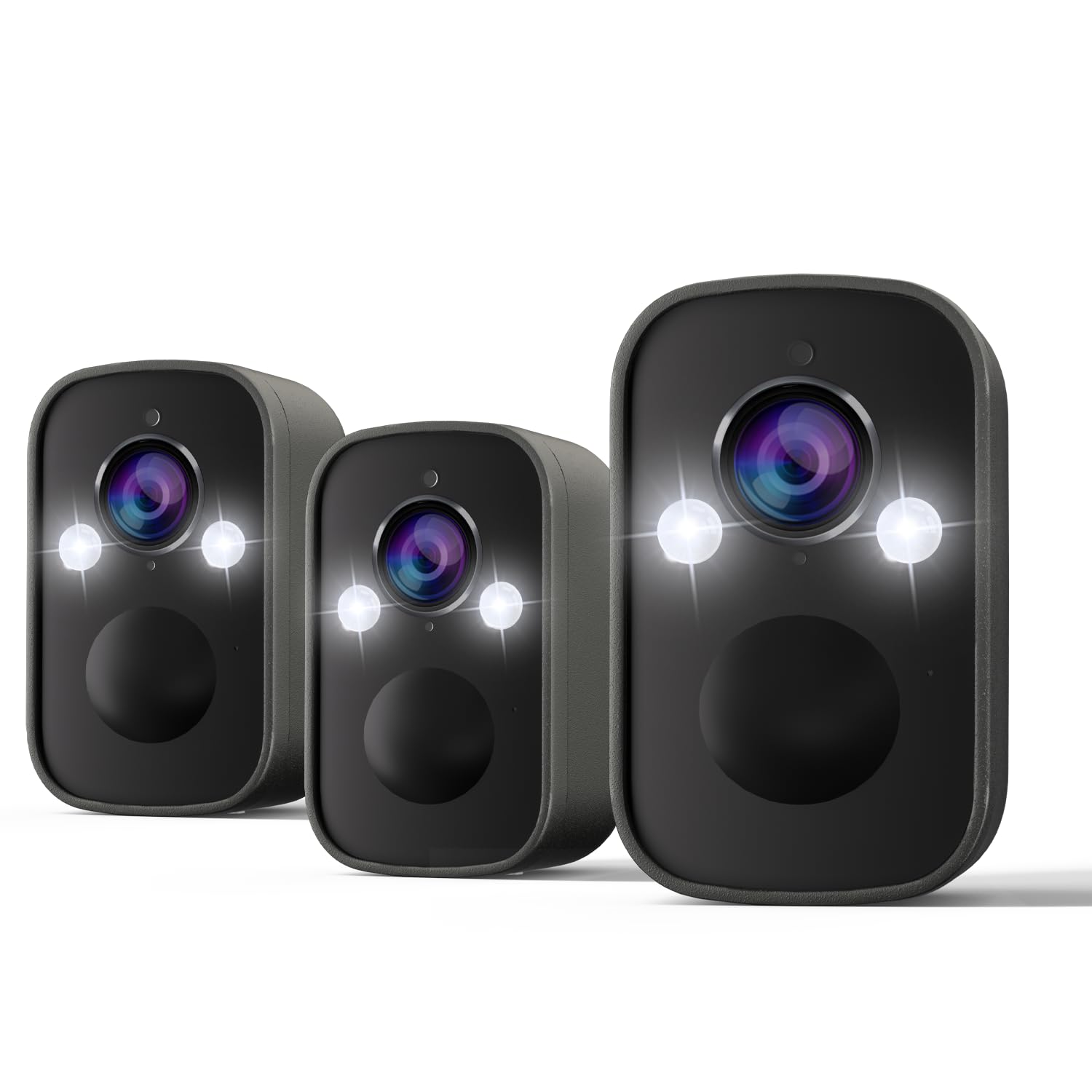 3Pcs Security Cameras Wireless Outdoor, 5Mp Wifi Security Camera For Home With Ai Detection, Spotlight Siren, Battery Powered Camera With Color Night Vision, 2 Way Talk, Cloud/Sd, Work With Alexa