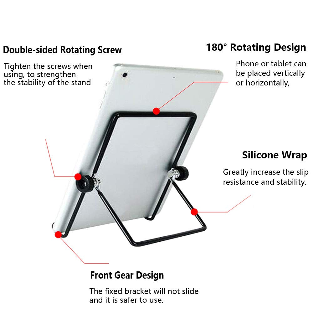 Voviggol Adjustable Tablet Stand Holder, Non Slip Foldable Holder Cradle Fit For 9 12.9' Tablets, Ipad, Samsung And Kindle Fire, Display Stand Picture Frame Stand For Photos (Large Black)