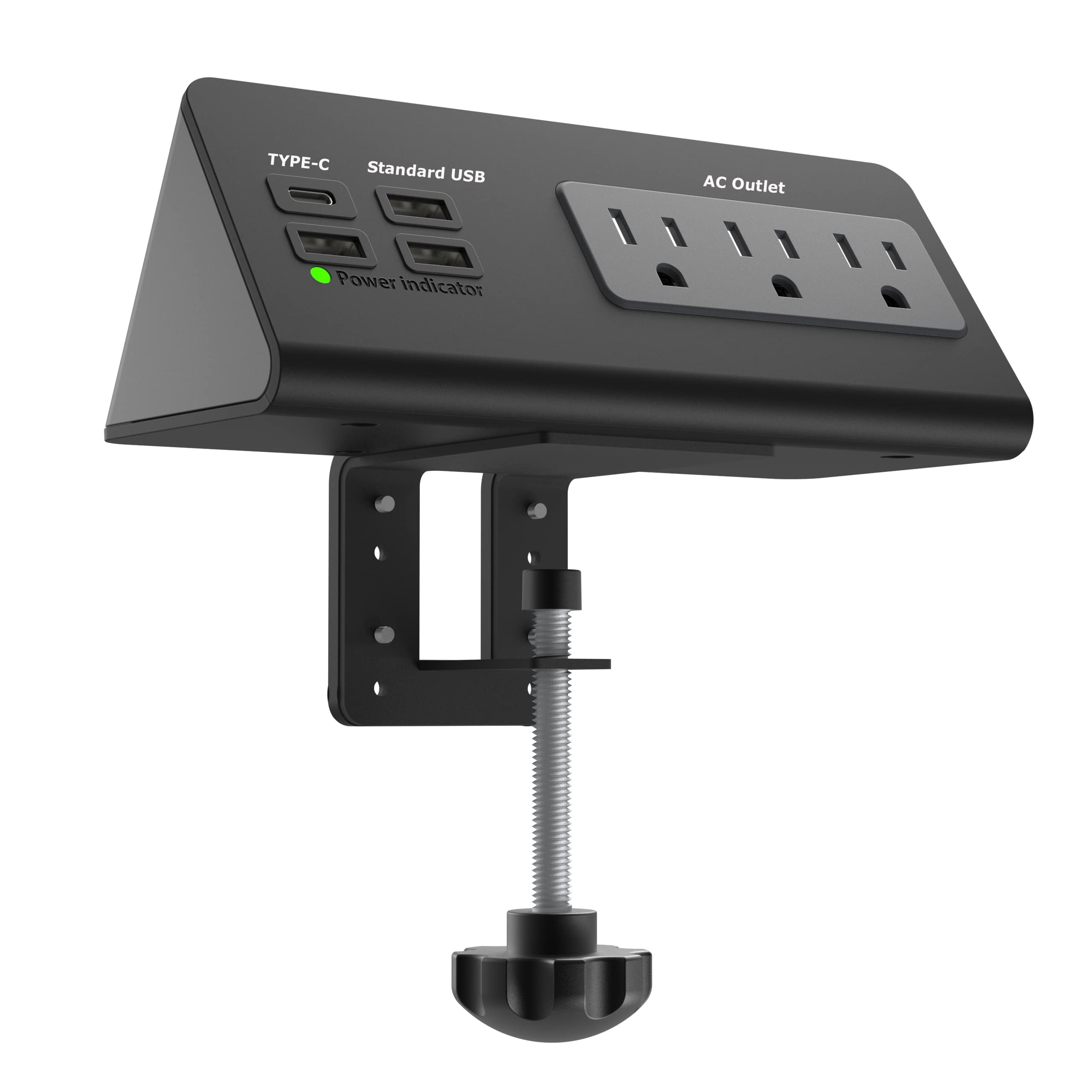Power Charge Station Edge Clamp Mount With Usb C Ports,Tabletop Surge Protector, Desk Clamp Power Sockets With 3 Ac Outlets And