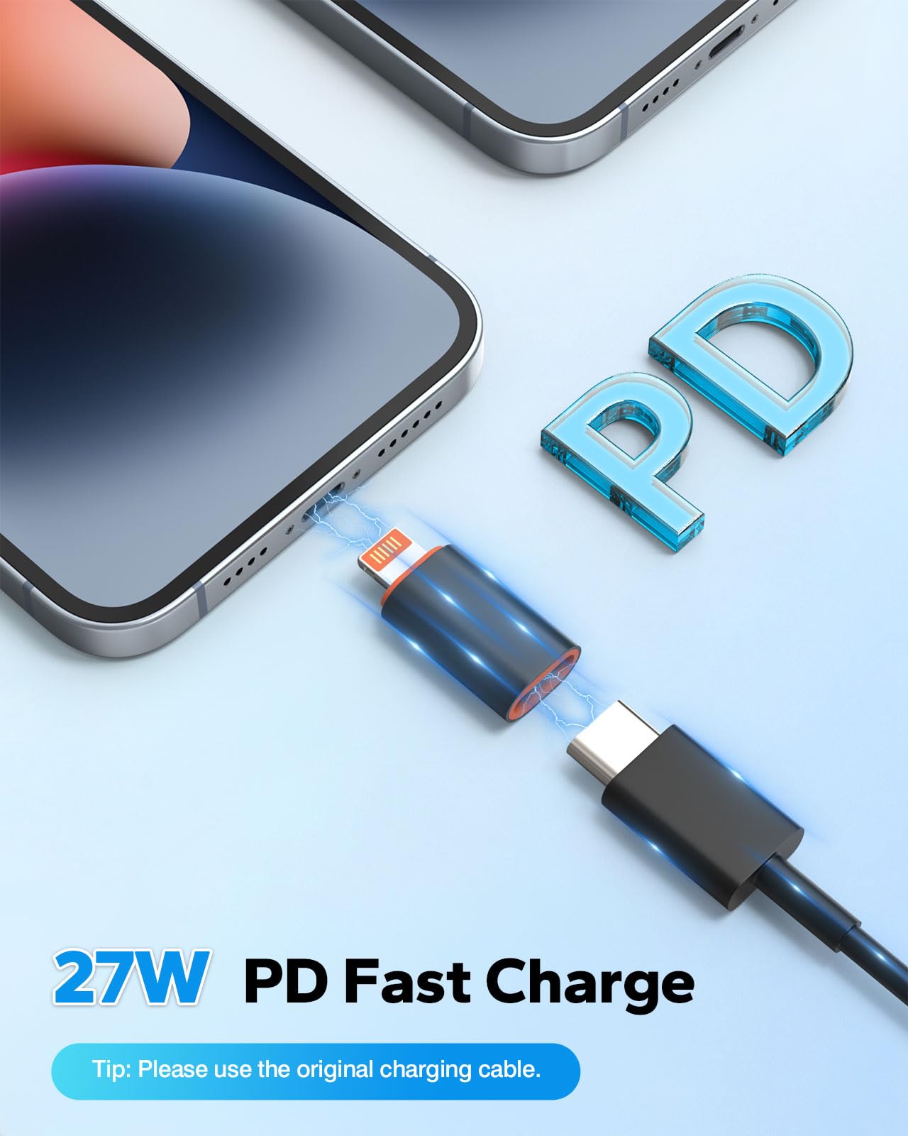 MoKo USB C to Lightning Adapter   2 Pack USB C Female to Lightning Male Adapter Supports 27W PD Fast Charging Data Transfer for iPhone 14/13/12/11/XS/XR/SE, iPad/iPod/AirPods, Not for Audio/OTG, Black