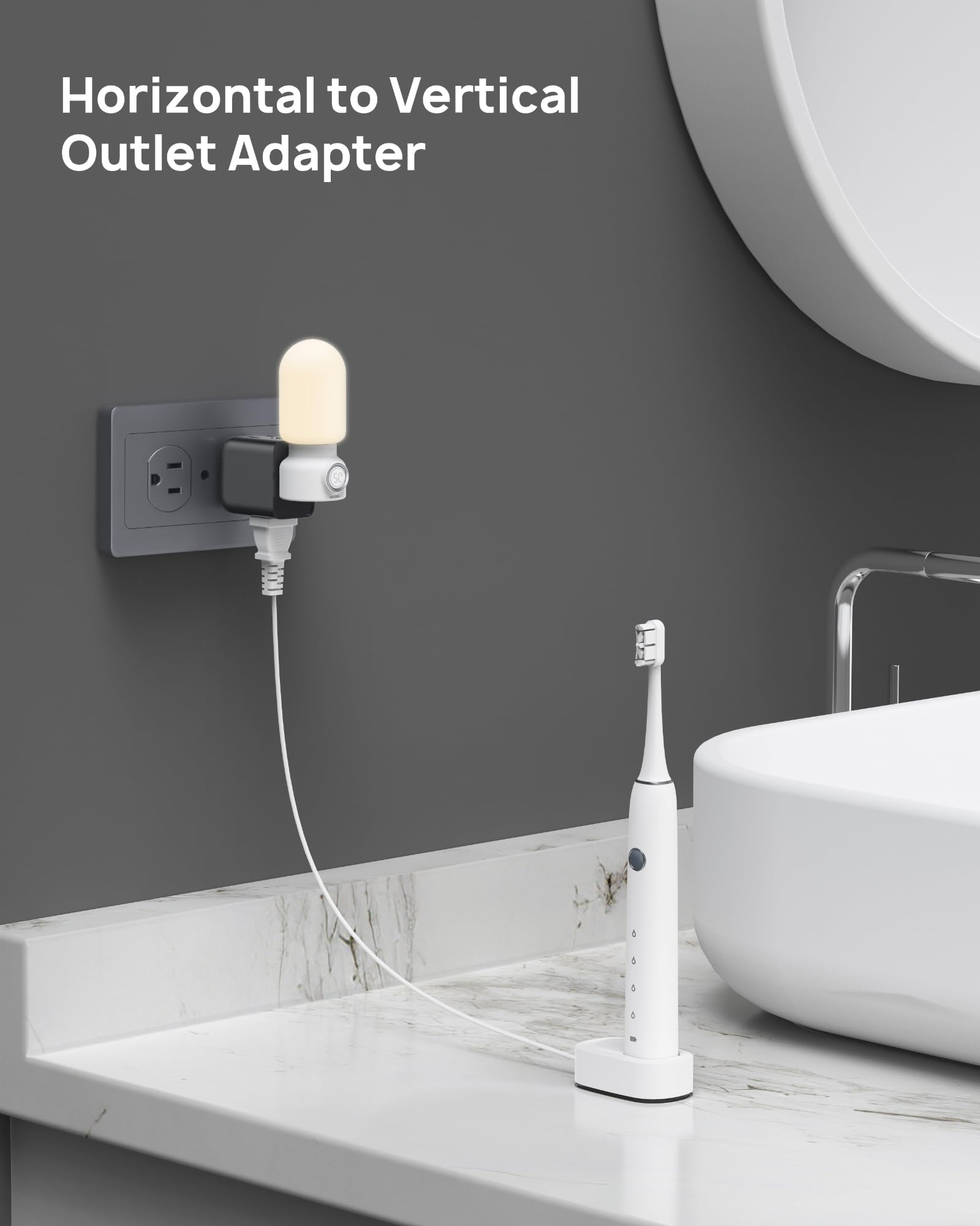 Trond Multi Plug Outlet Extender 2 Pack   Horizontal Electrical Wall Outlet Splitter, 3 Way Plug Extension Outlet Adapter, Multi