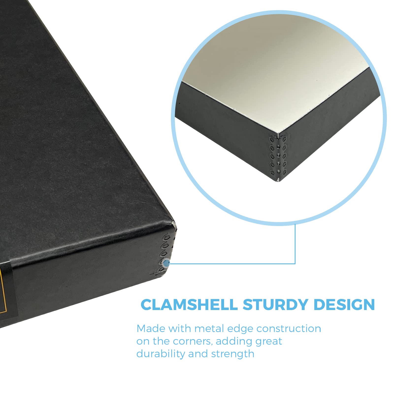 Lineco Folio Storage Box, Clamshell Design With Metal Edge. 13.5X19.5X1.75 Inches, Archival Boxboard, Preserve Photos, Cards, Magazines, Documents, Art, Ephemera, Family Records, Black, Pack Of 2