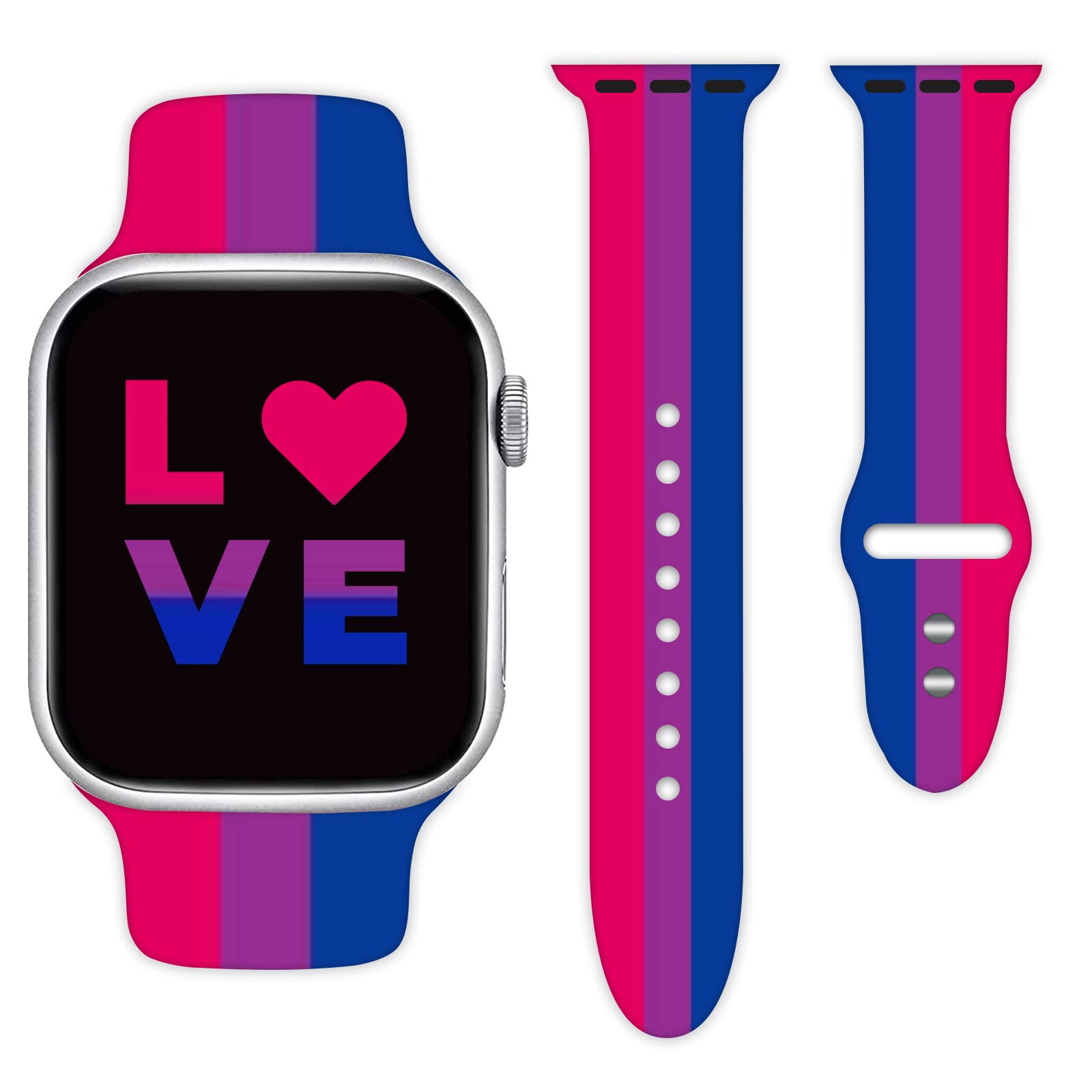 Bisexual Pride Flag Watch Band Compatible With Apple Watch 38Mm 40Mm 41Mm 42Mm 44Mm 45Mm For Women Men Gifts Sport Silicone Wris