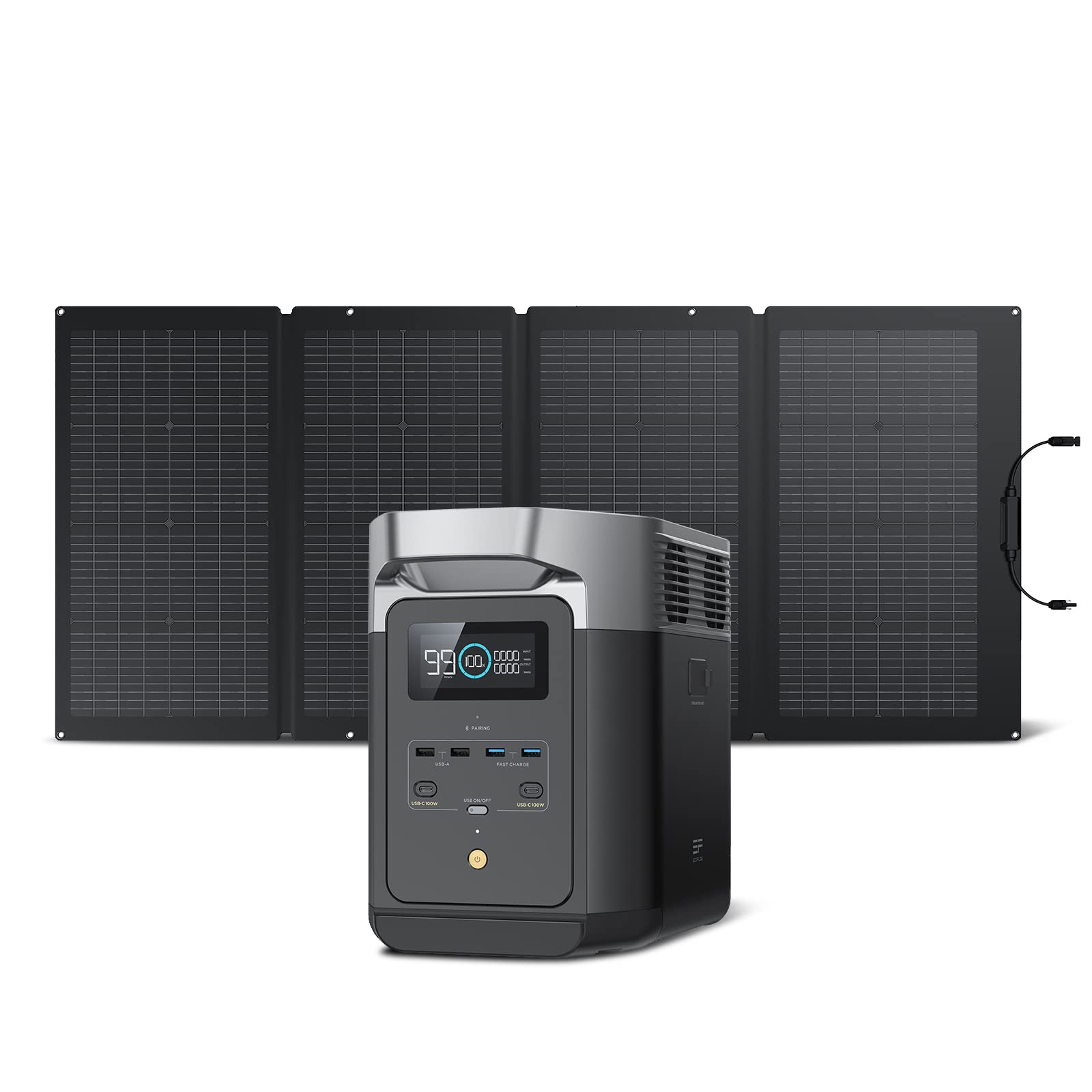 Ef Ecoflow Solar Generator Delta2 With 220W Solar Panel, Lfp(Lifepo4) Battery, Fast Charging, Portable Power Station For Home Ba