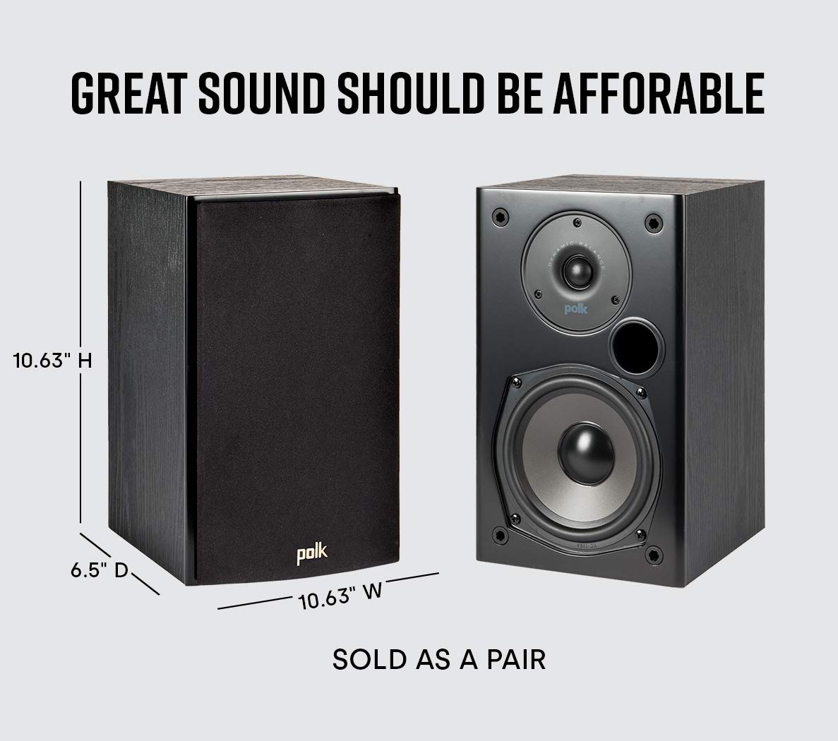 Polk Audio T15 100 Watt Home Theater Bookshelf Speakers   Hi Res Audio With Deep Bass Response, Dolby And Dts Surround, Wall Mou