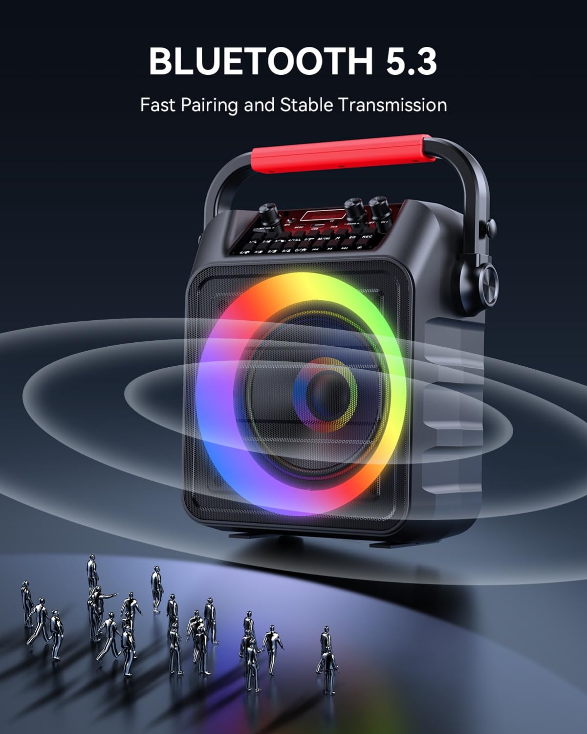 Karaoke Mchine,Karaoke Machine For Adults & Kids,Karaoke Speaker With 2 Wireless Microphones,Portable Bluetooth Karaoke Speaker