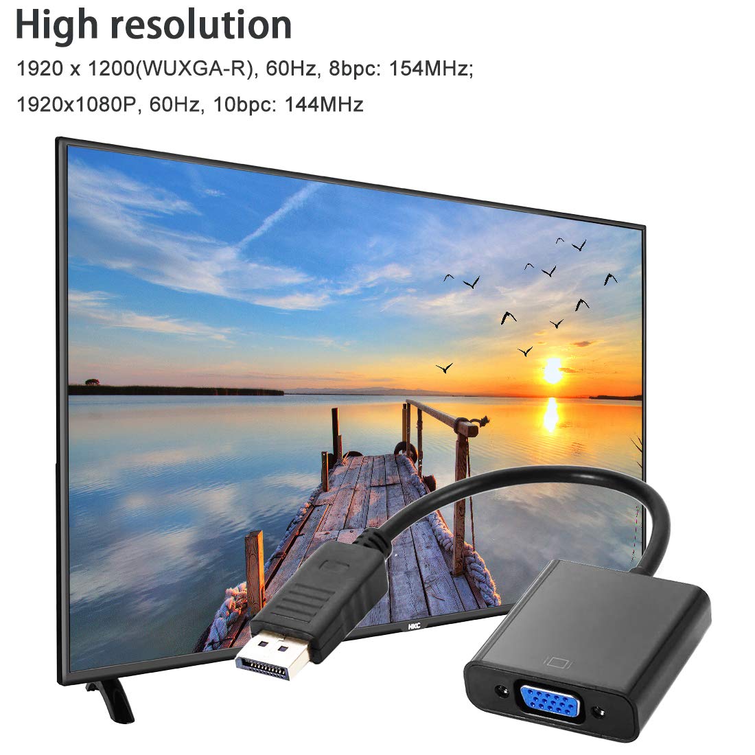 Ankey Display Port To Vga Adapter,2 Pack Gold-Plated Displayport Dp To Vga Converter (Male To Female) For Computer, Desktop, Lap