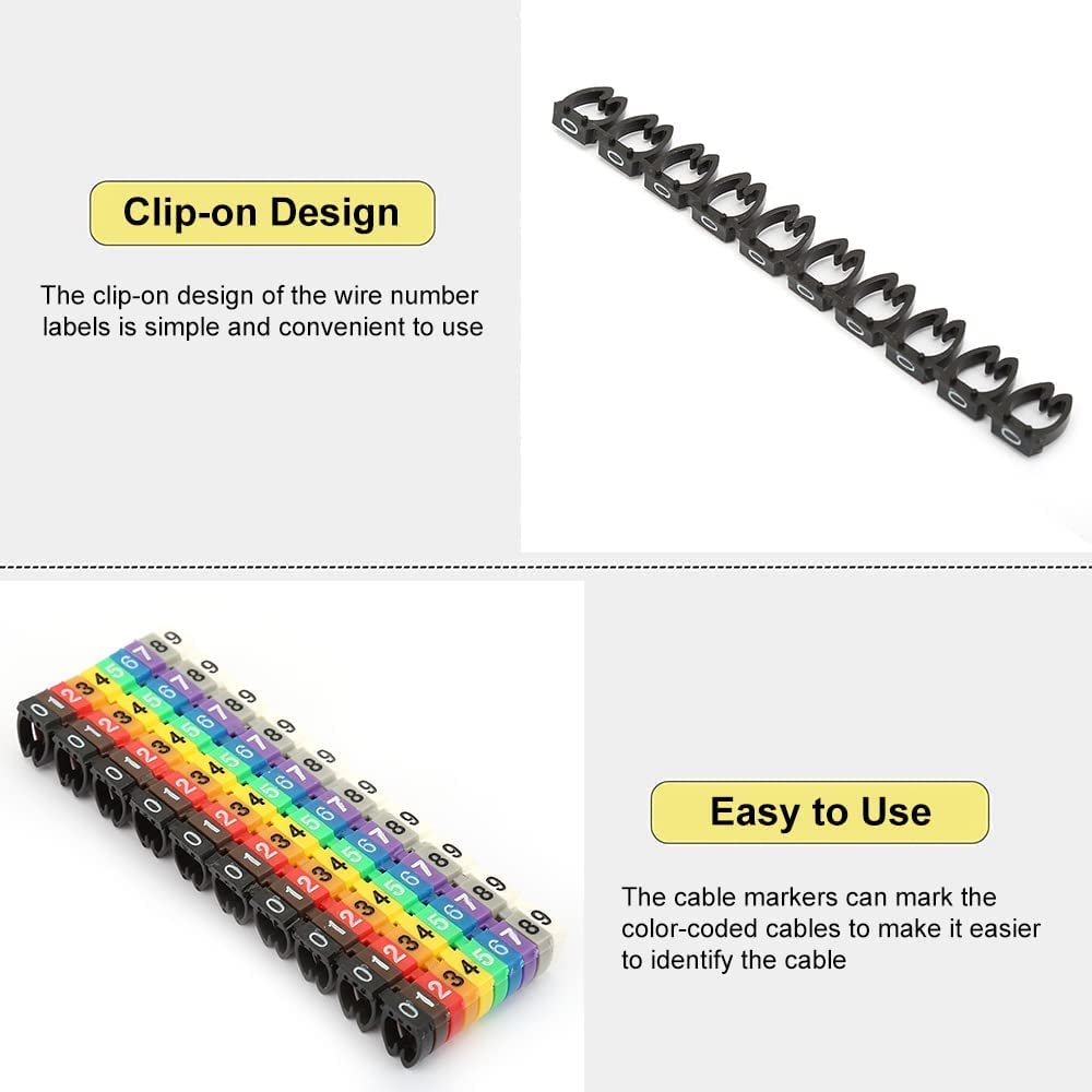 Clip On Wire Markers, Wire Number Labels Colorful Wire Numbering Marke ...