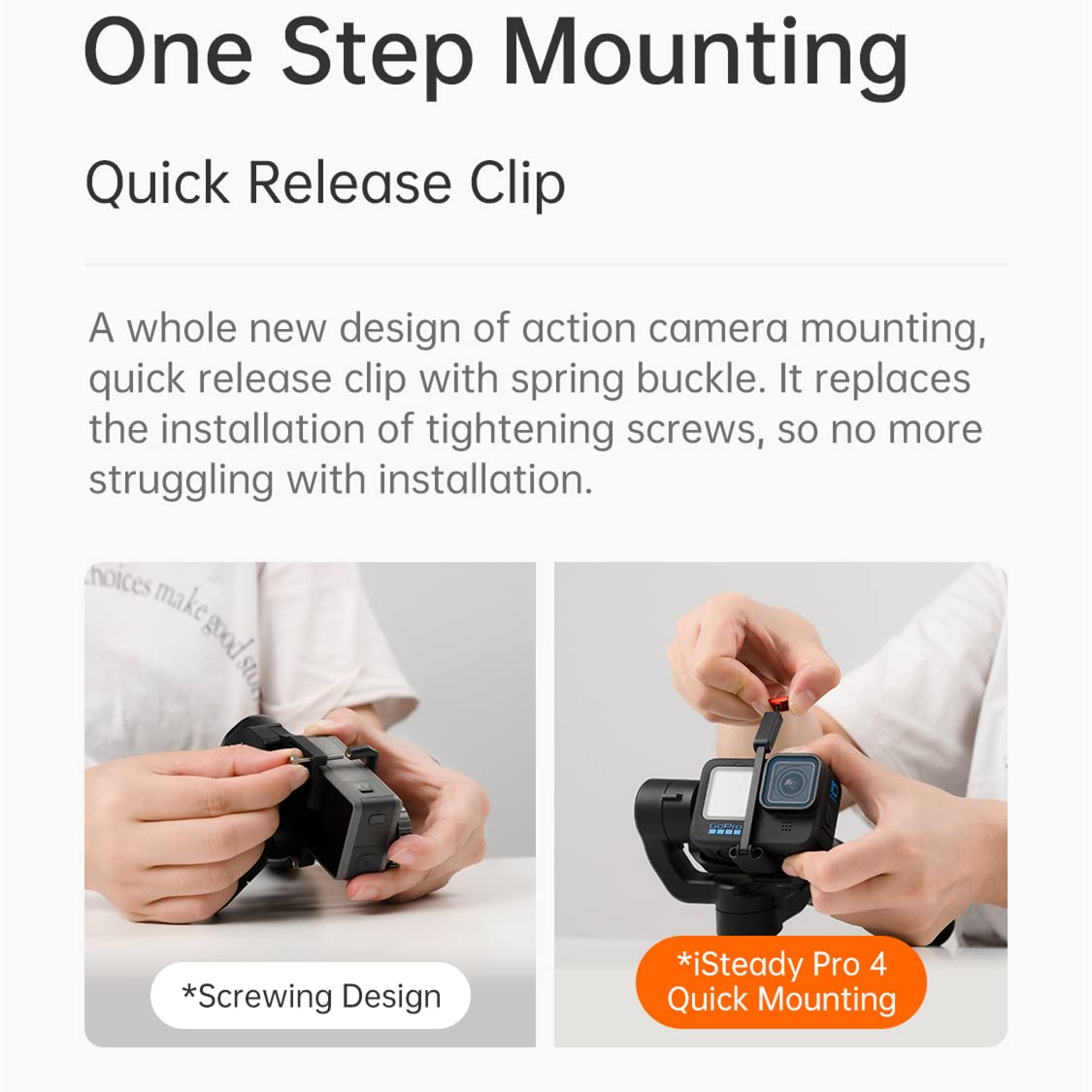 Hohem iSteady Pro 4 Black 3-Axis Splashproof Gimbal for GoPro Hero & DJI OSMO Action - 14Hrs Runtime, Quick Mounting