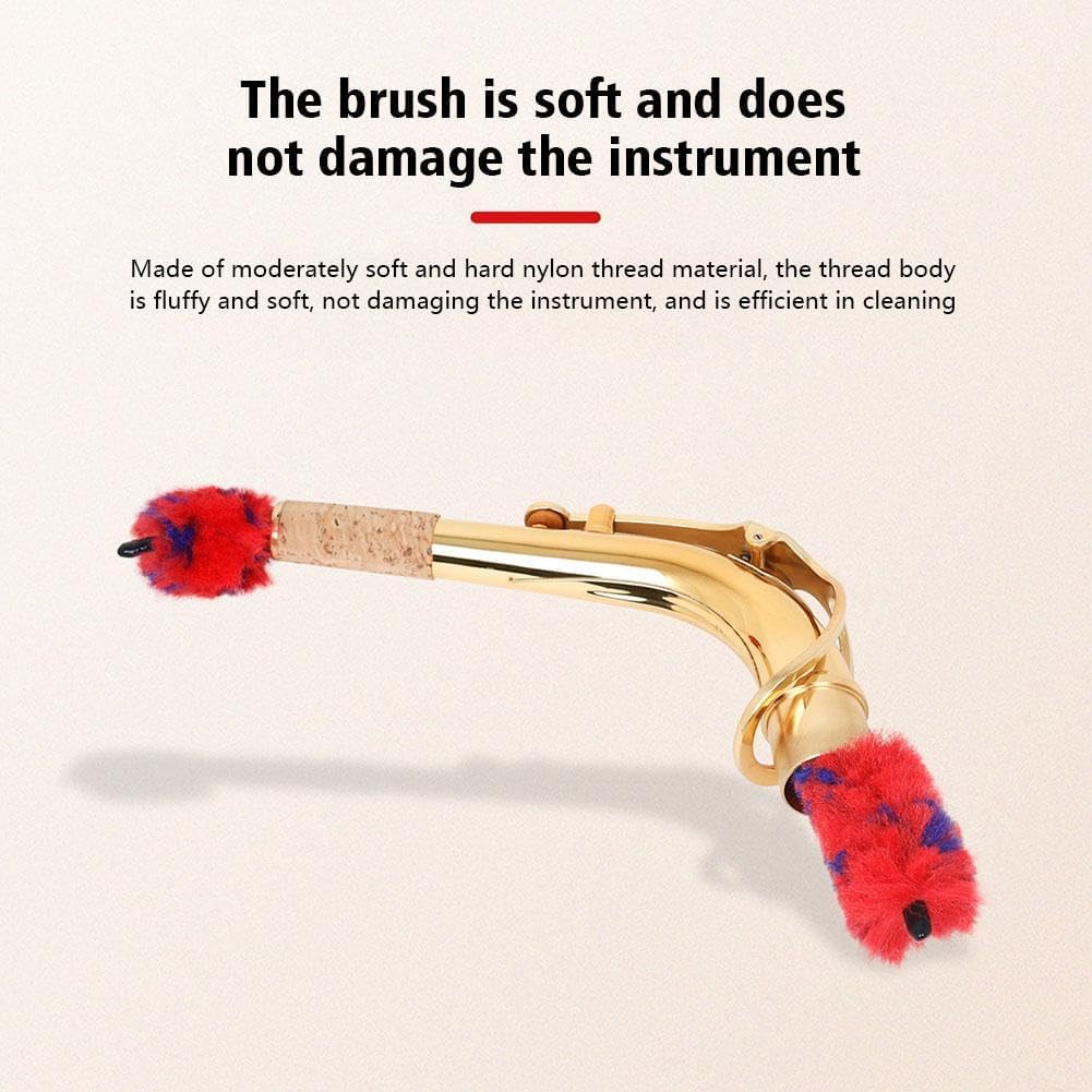 Red Saxophones Bend Neck Cleaning Brush Soft Clarinet Cleaner Microfiber Care Tool Woodwinds Neck Saver Clean Brushes For Tenor