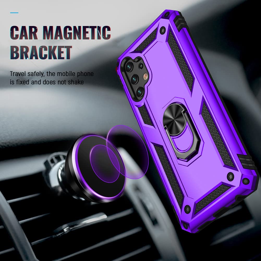 For Galaxy A13 4G Case, Samsung A13 4G Case With Hd Screen Protector, Military Grade Ring Holder Kickstand Car Mount 15Ft Drop T