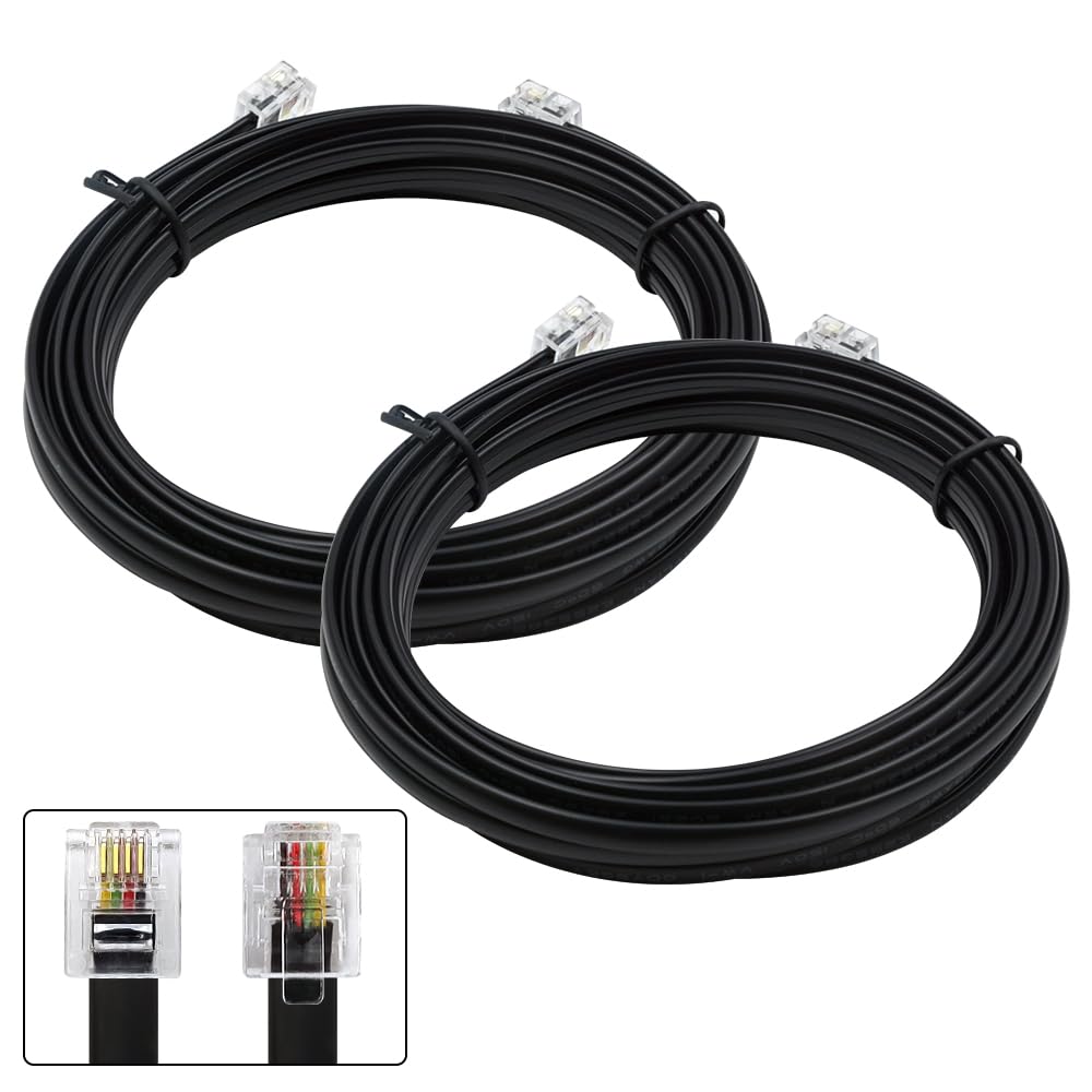 Xanham Phone Cable 15 Feet Telephone Line Cord With Rj11 6P4C Connectors For Landline Phone, Fax Machine And Modem, For Both In 