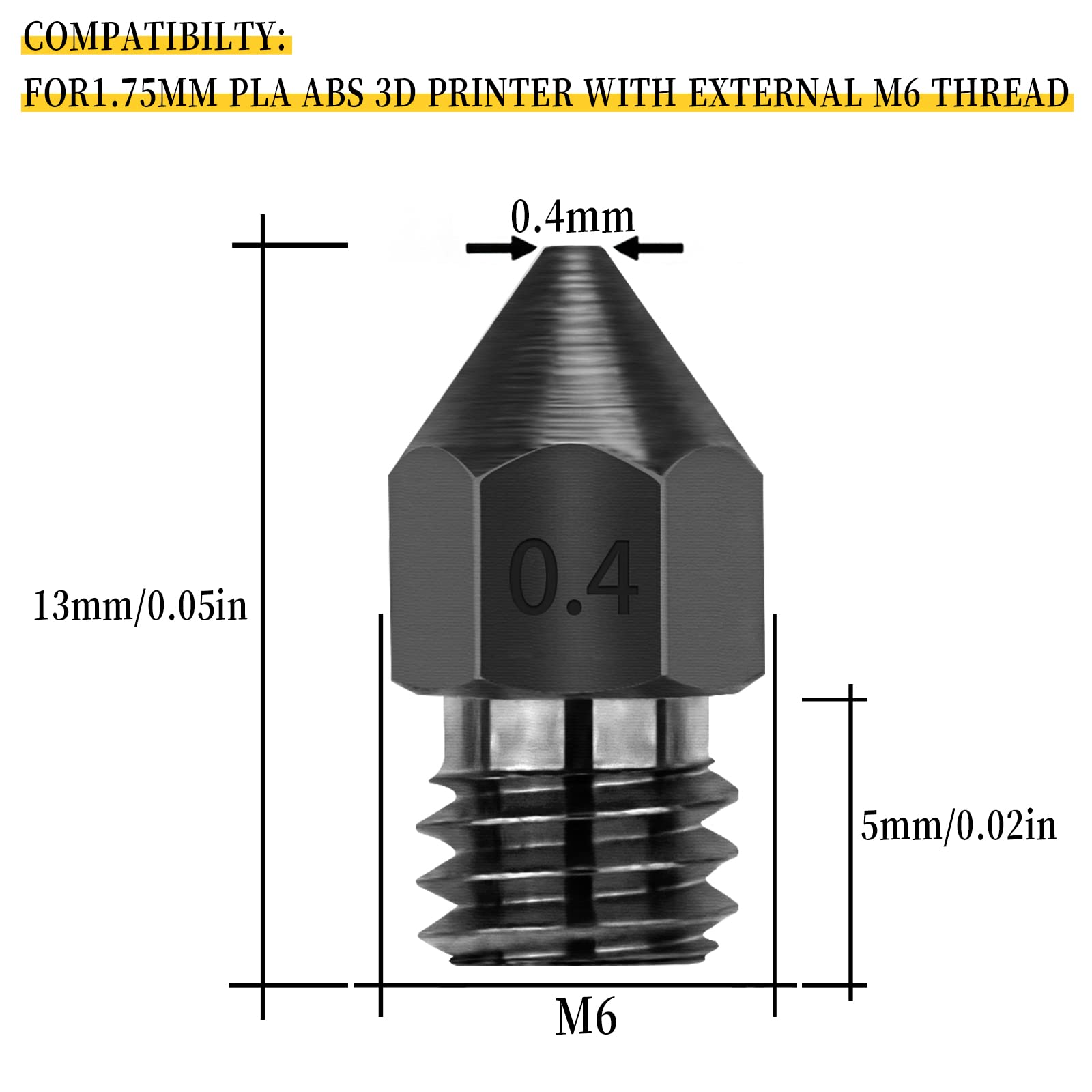 Luter 24Pcs 3D Printer Nozzles,Hardened Steel Nozzles Extruder For Mk8 0.2Mm, 0.3Mm, 0.4Mm, 0.5Mm, 0.6Mm, 0.8Mm, 1.0Mm With Stor